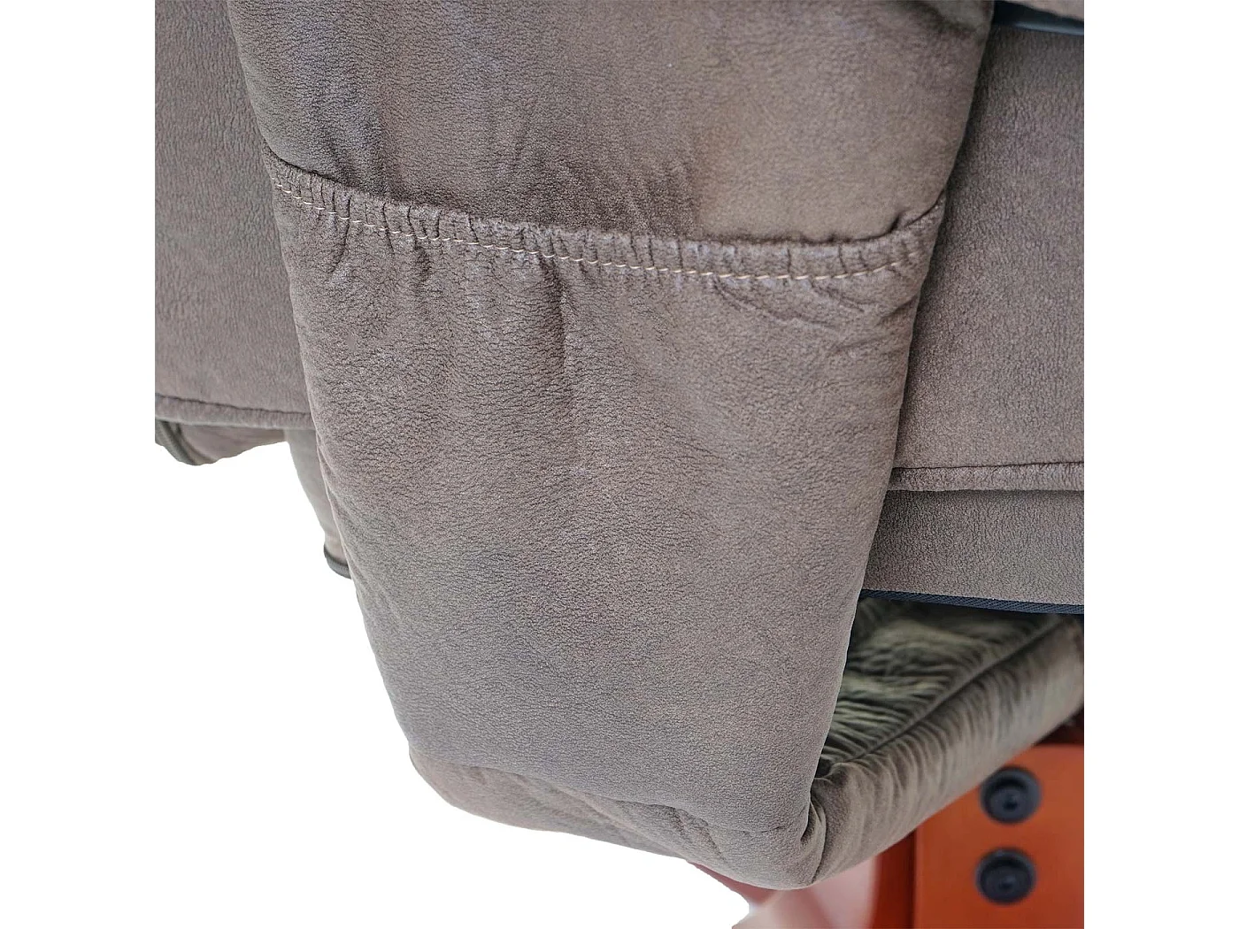 Relaxfauteuil MCW-E30 met voetenbank,  imitatie suède bruin