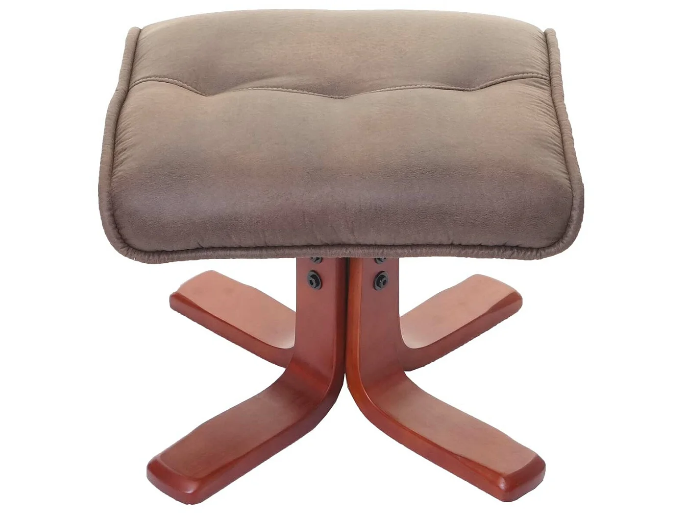 Fauteuil de relaxation MCW-E30 avec pouf,  imitation de daim, marron