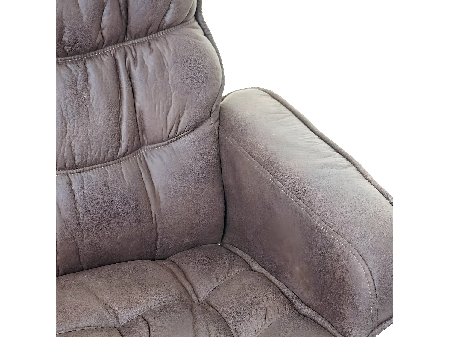 Fauteuil de relaxation MCW-E30 avec pouf,  imitation de daim, marron