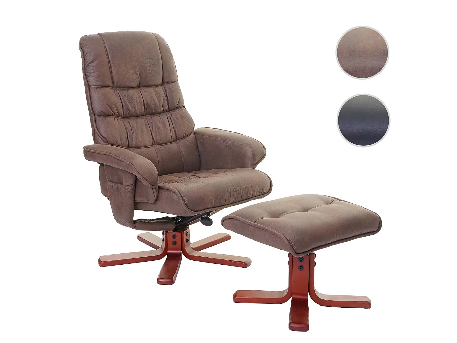 Fotel relaksacyjny MCW-E30 z podnóżkiem,  imitacja zamszu w kolorze brązowym