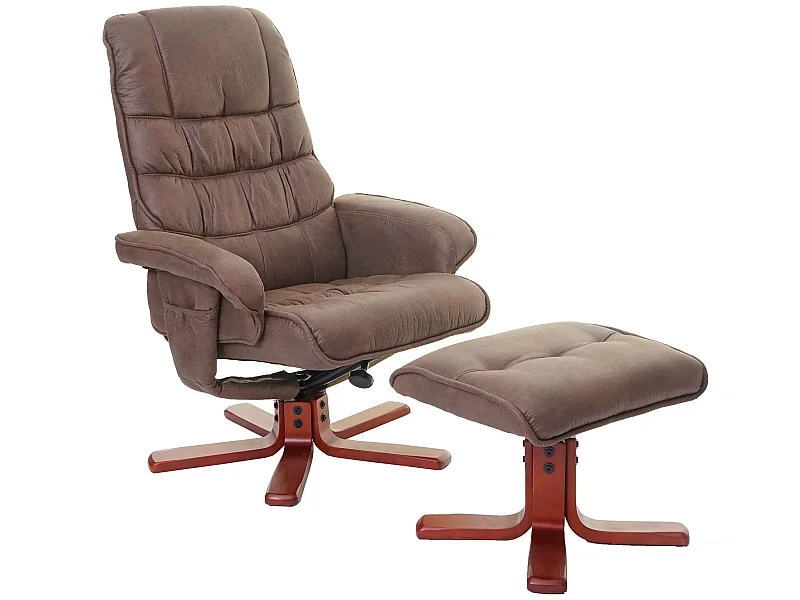 Relaxsessel MCW-E30 mit Hocker, Wildlederimitat braun