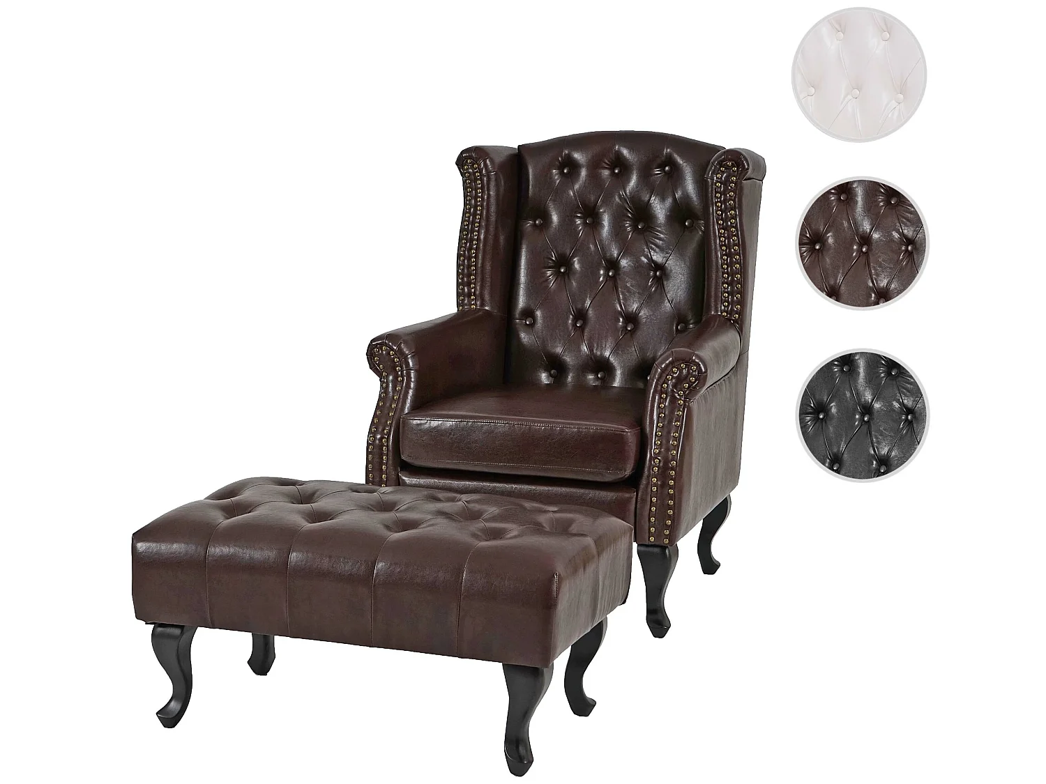 Fauteuil de relaxation Oxford,  brun antique avec repose-pied
