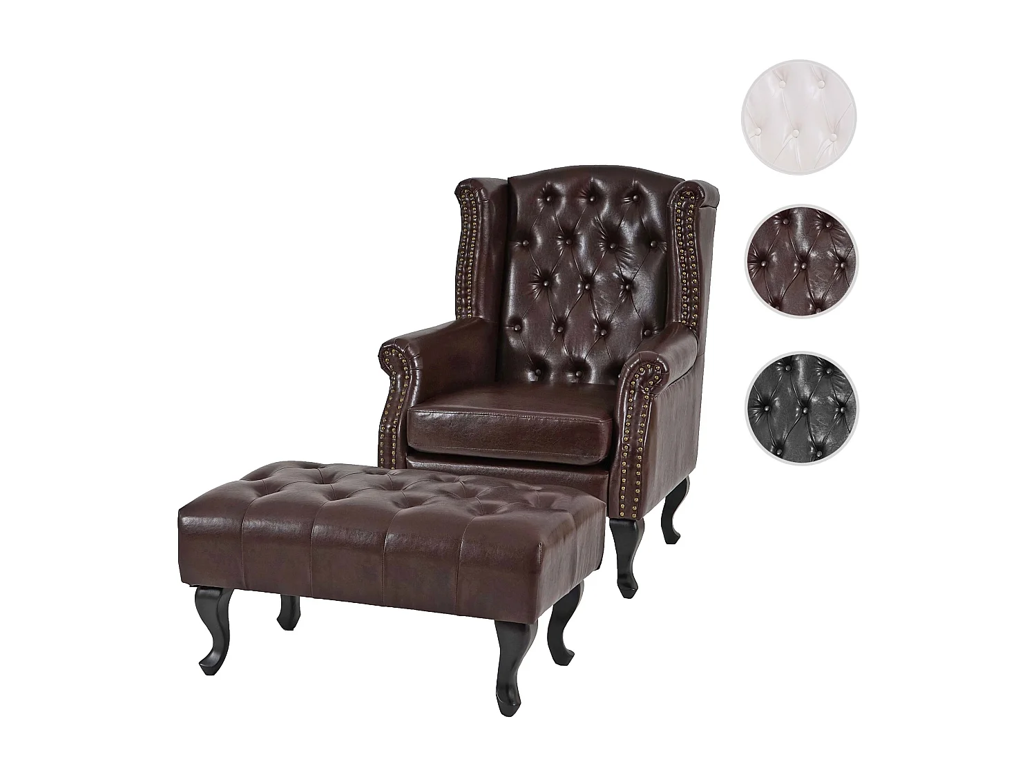 Fauteuil de relaxation Oxford,  brun antique avec repose-pied