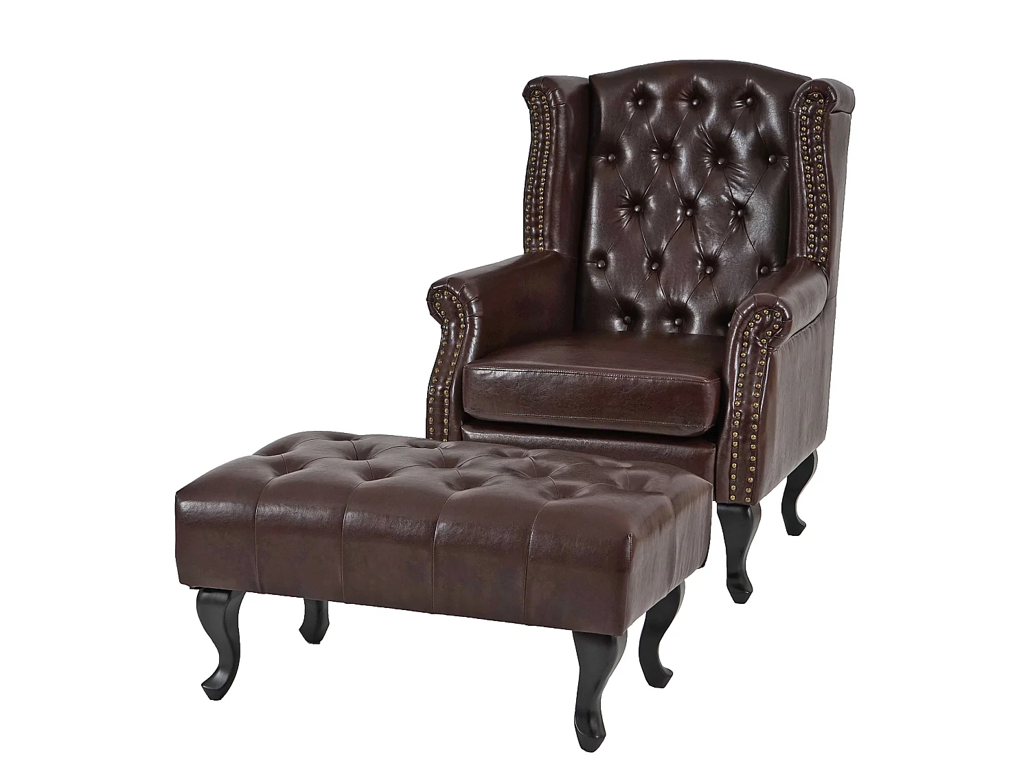 Fauteuil de relaxation Oxford,  brun antique avec repose-pied