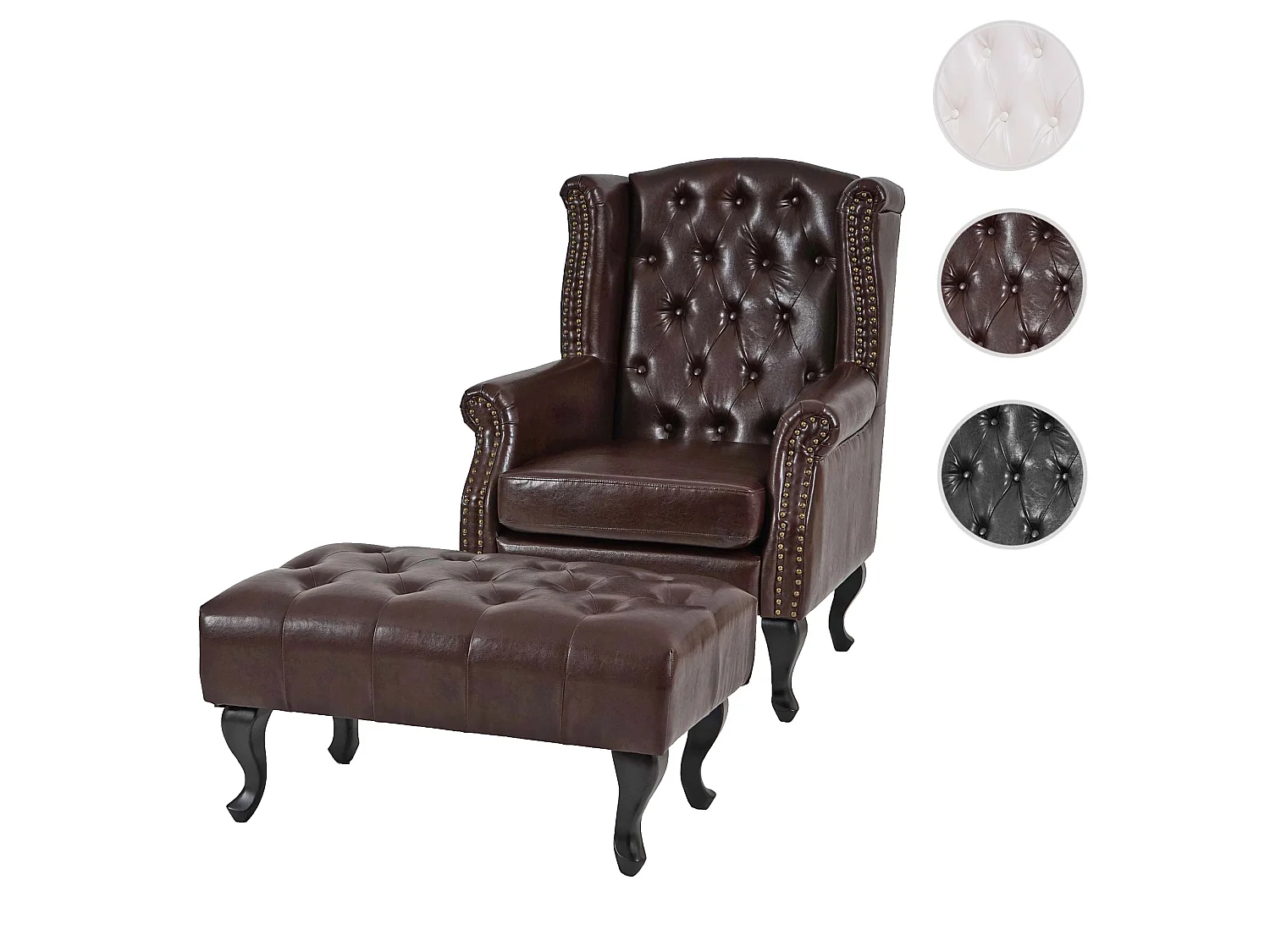 Fauteuil de relaxation Oxford,  brun antique avec repose-pied