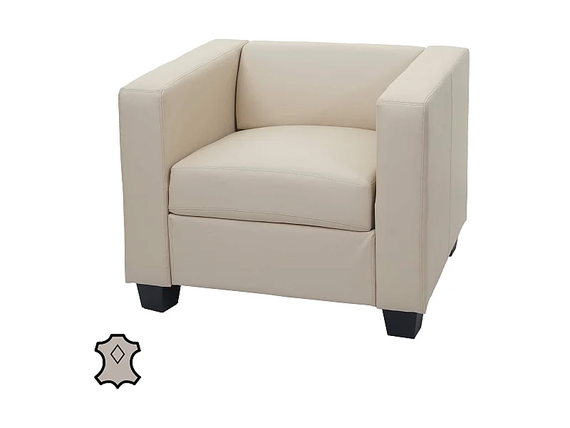 Espreguiçadeira Lille,  couro, creme