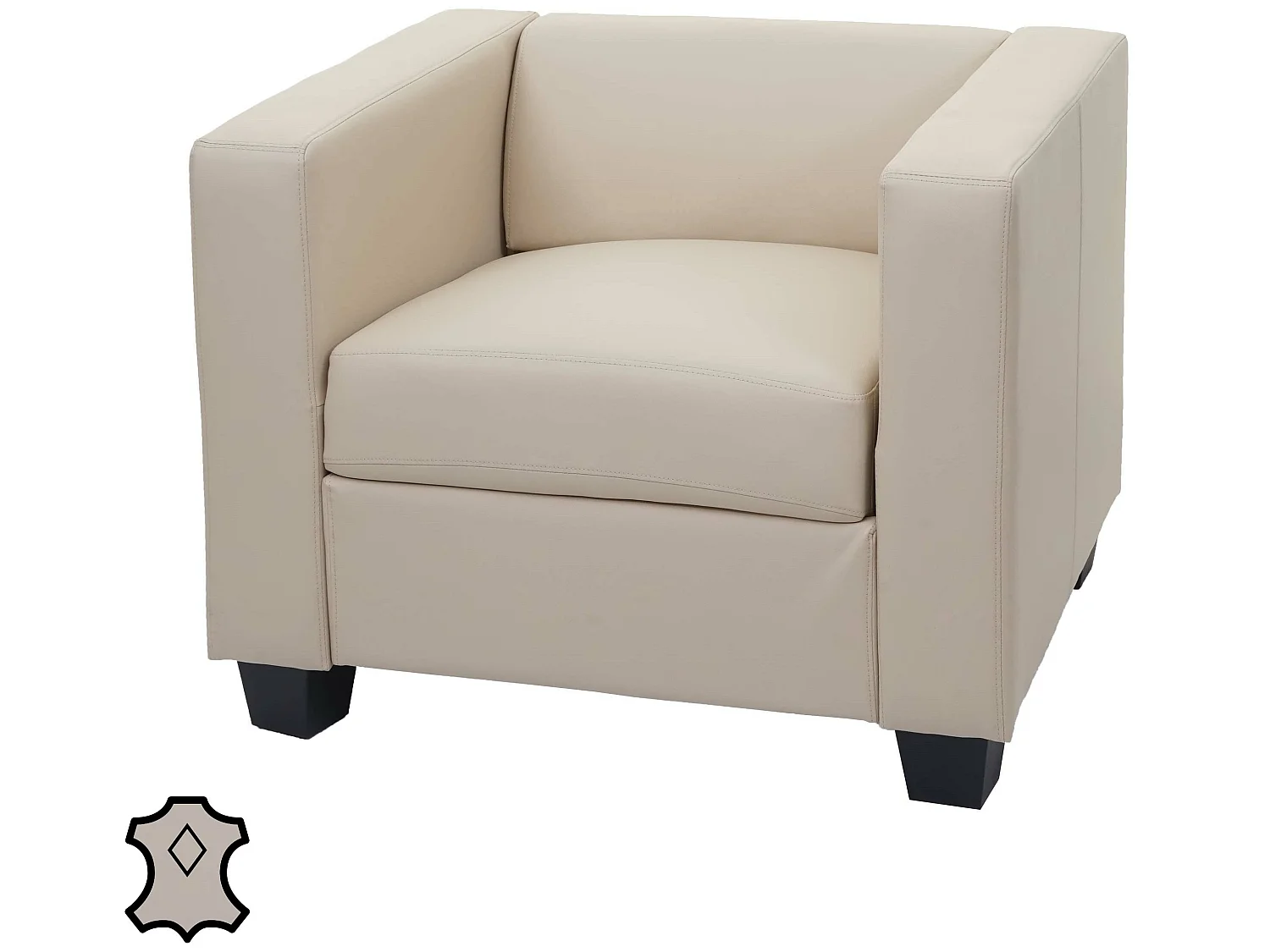 Fauteuil lounge Lille,  Cuir, crème