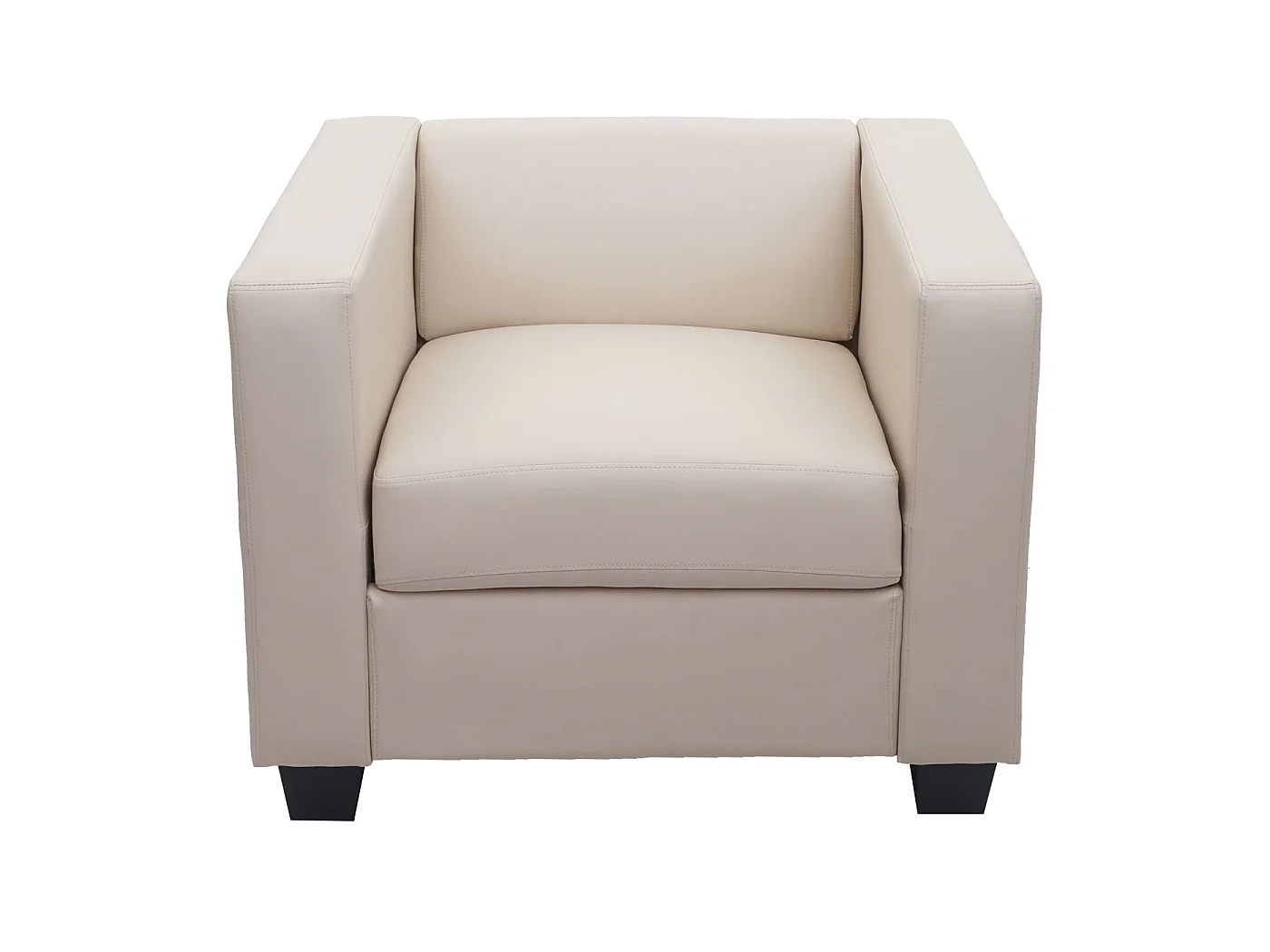 Fauteuil lounge Lille,  Cuir, crème