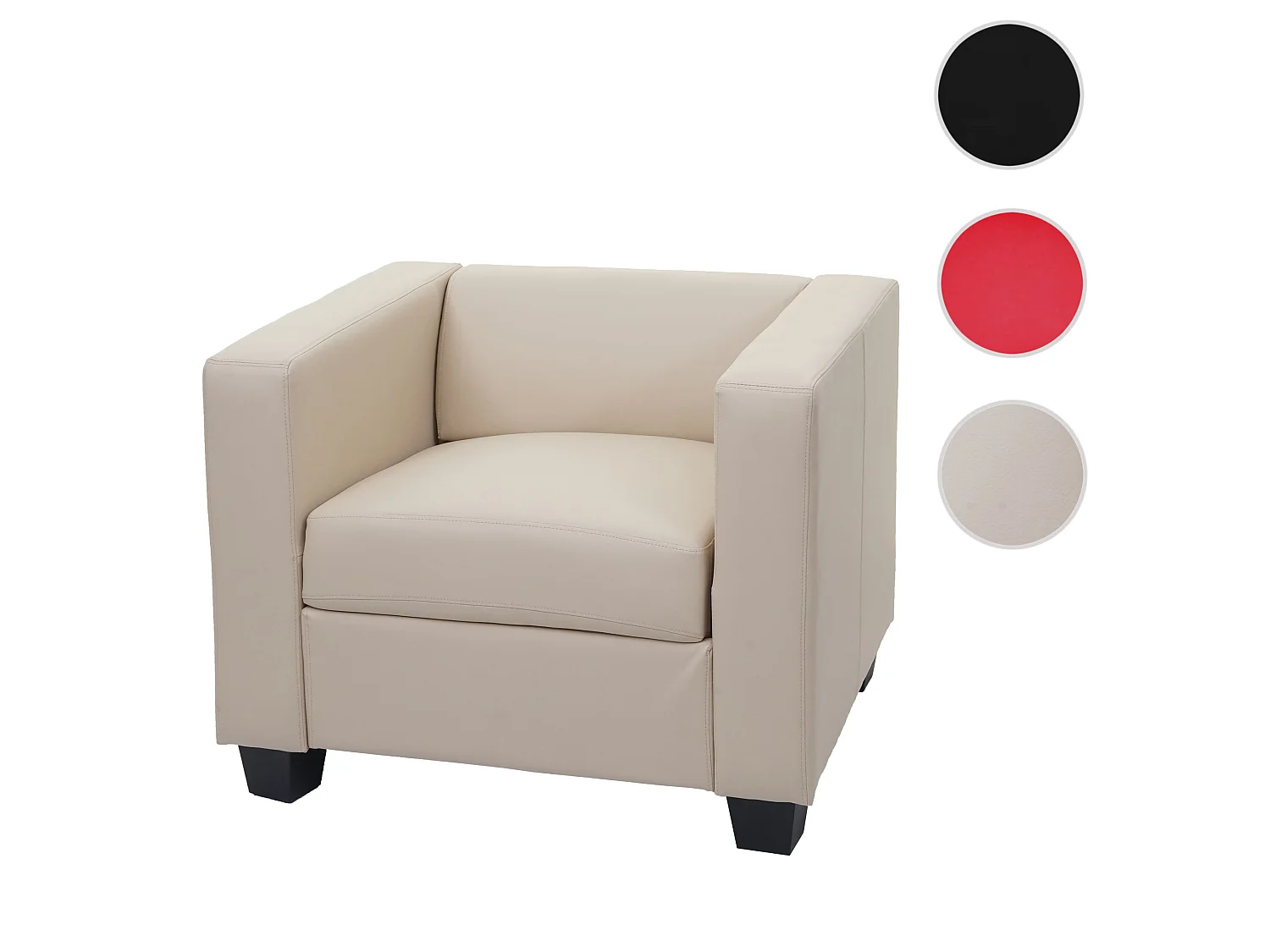Fauteuil lounge Lille,  Cuir, crème