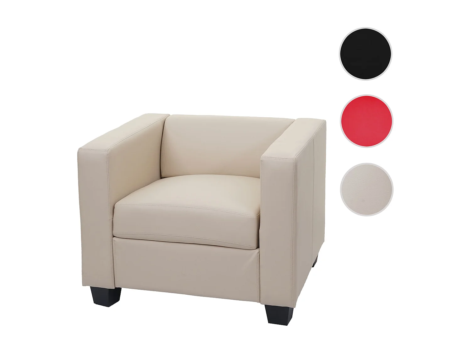 Fauteuil lounge Lille,  Cuir, crème