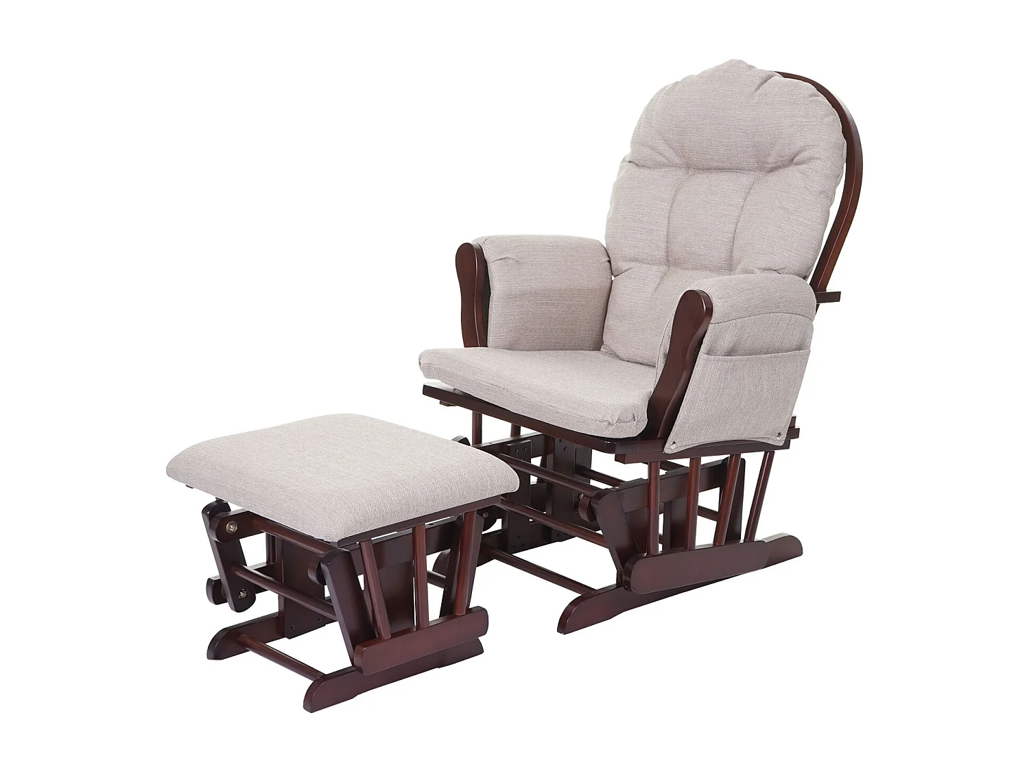 Relaxfauteuil MCW-C76 Schommelstoel,  stof/textiel, crèmegrijs, frame bruin