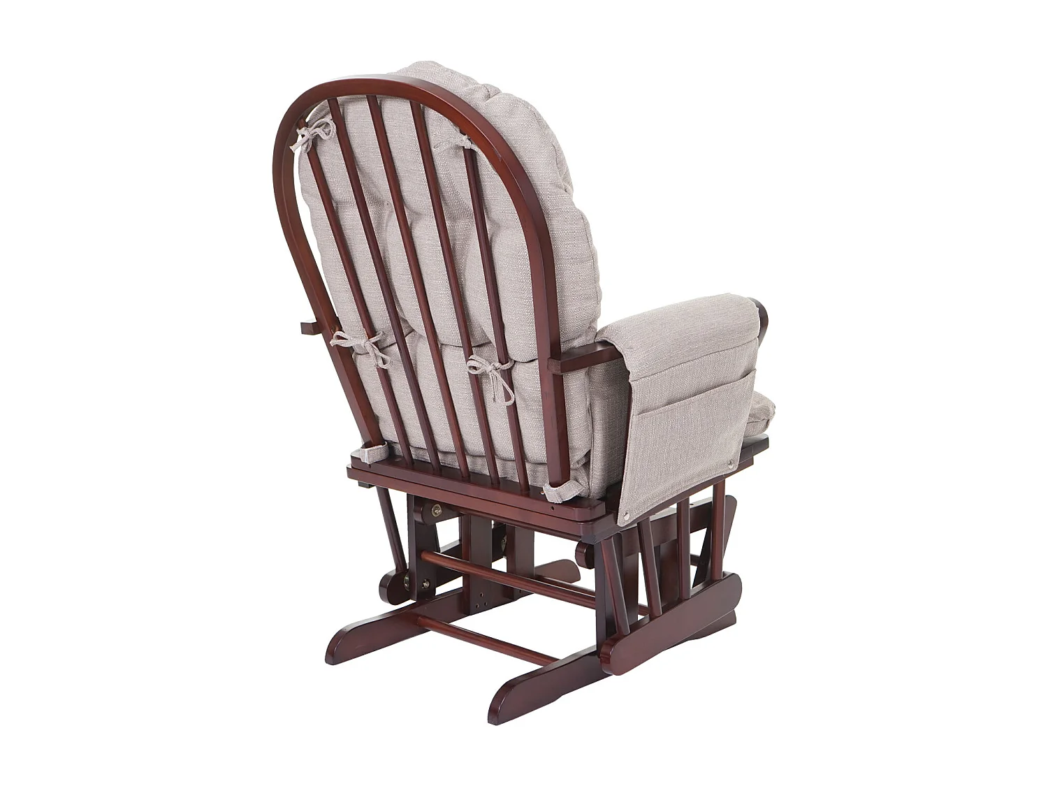 Relaxfauteuil MCW-C76 Schommelstoel,  stof/textiel, crèmegrijs, frame bruin