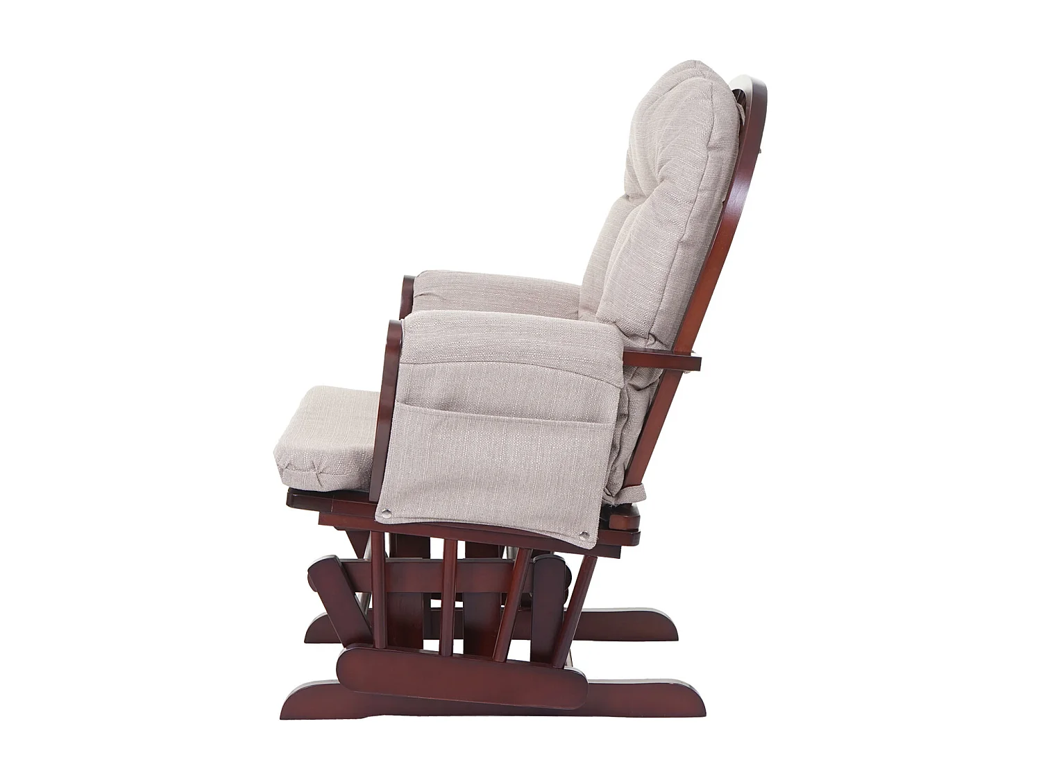 Relaxfauteuil MCW-C76 Schommelstoel,  stof/textiel, crèmegrijs, frame bruin