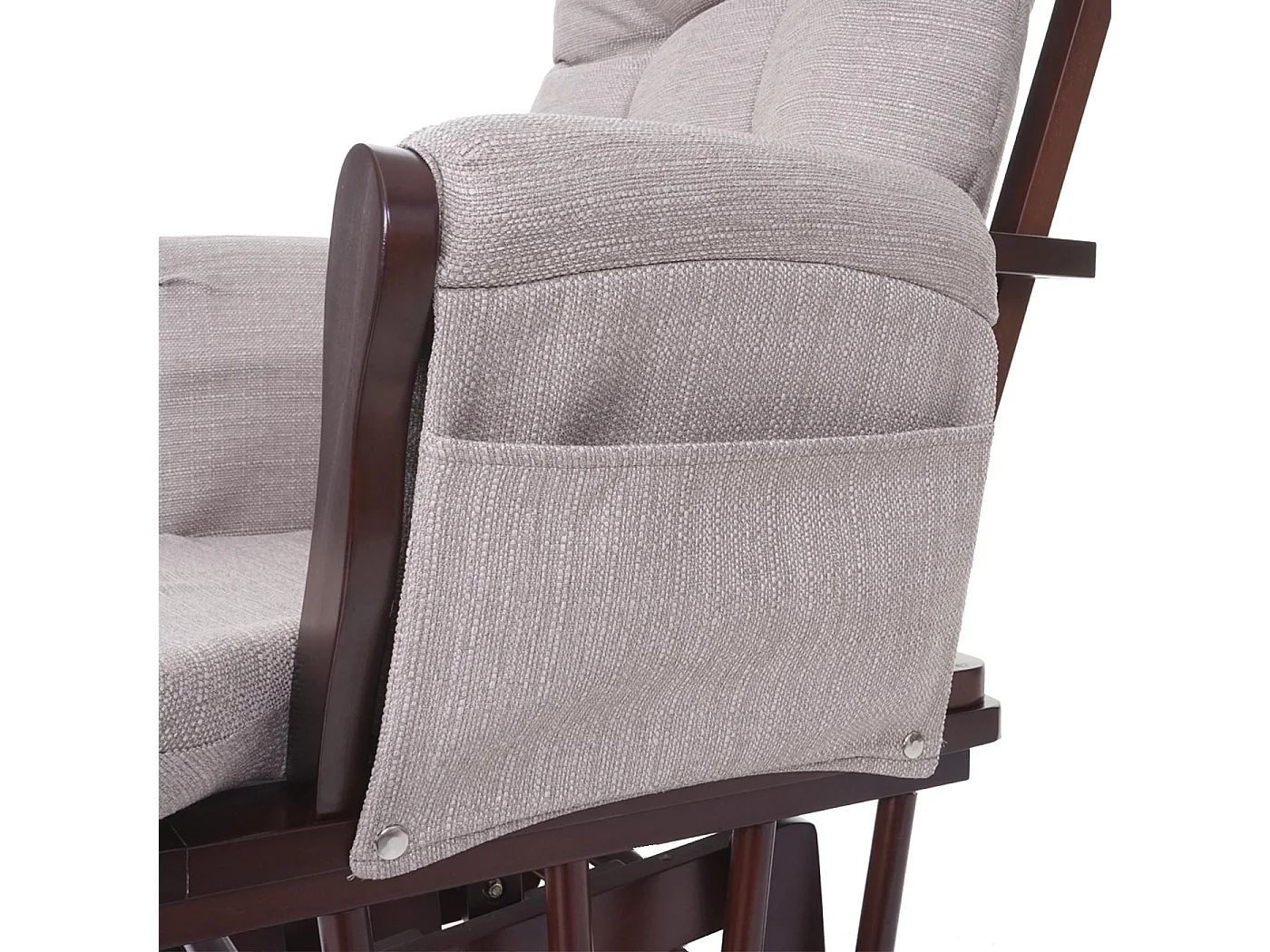 Relaxfauteuil MCW-C76 Schommelstoel,  stof/textiel, crèmegrijs, frame bruin