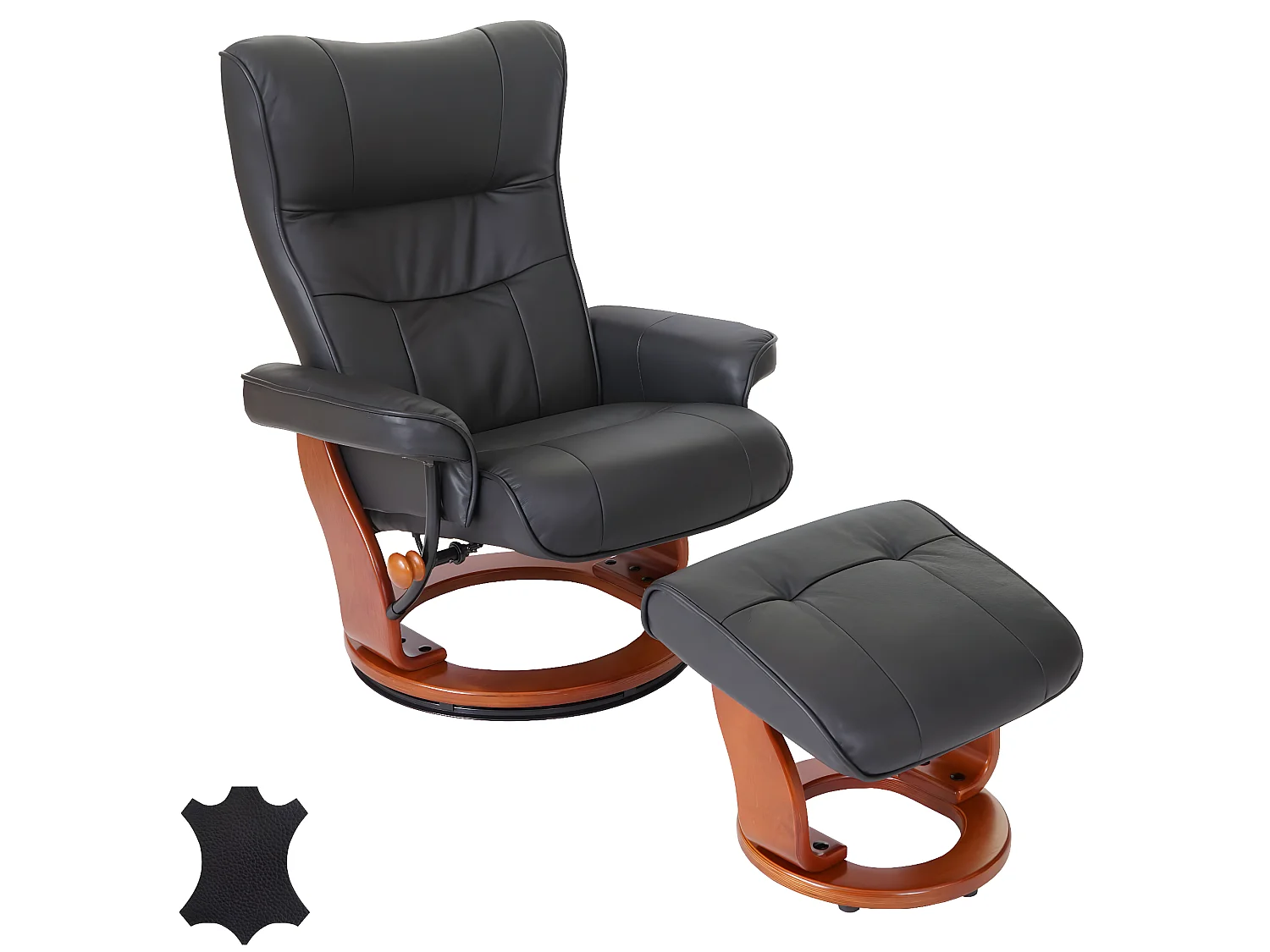 Fauteuil relax Edmonton avec pouf,  noir, doré