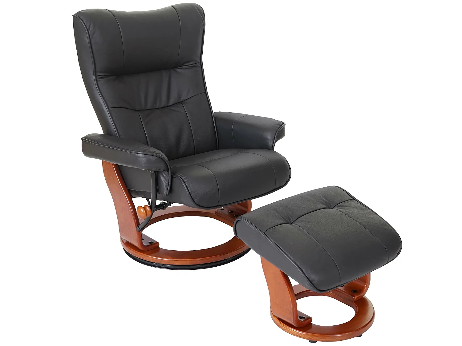 Fauteuil relax Edmonton avec pouf,  noir, doré
