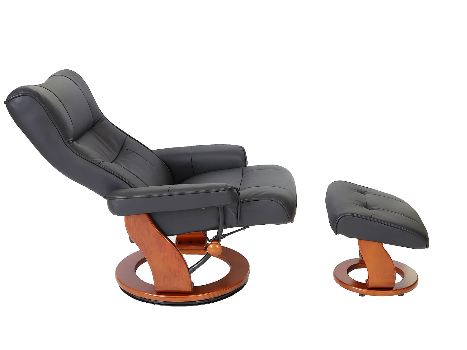 Fauteuil relax Edmonton avec pouf,  noir, doré