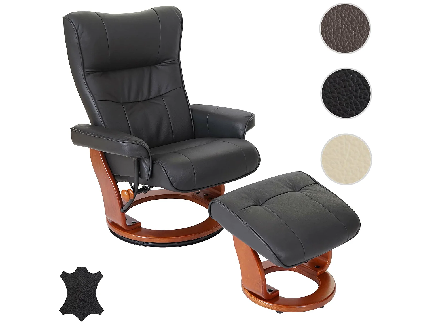 Fauteuil relax Edmonton avec pouf,  noir, doré
