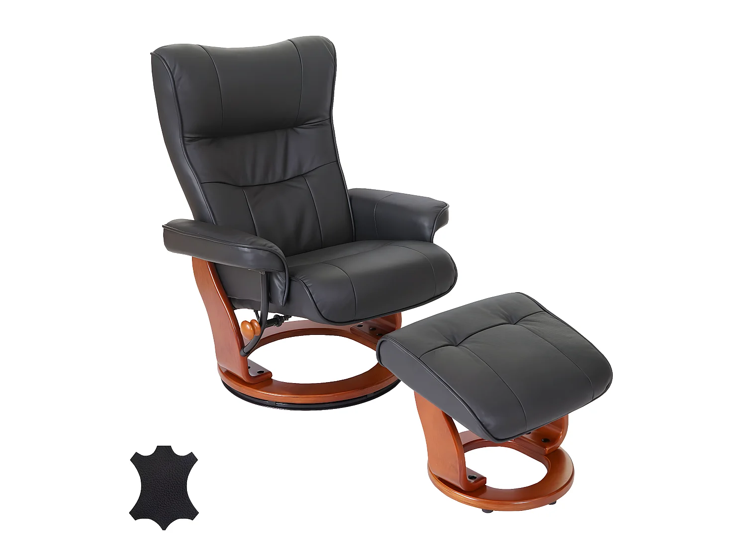Fauteuil relax Edmonton avec pouf,  noir, doré