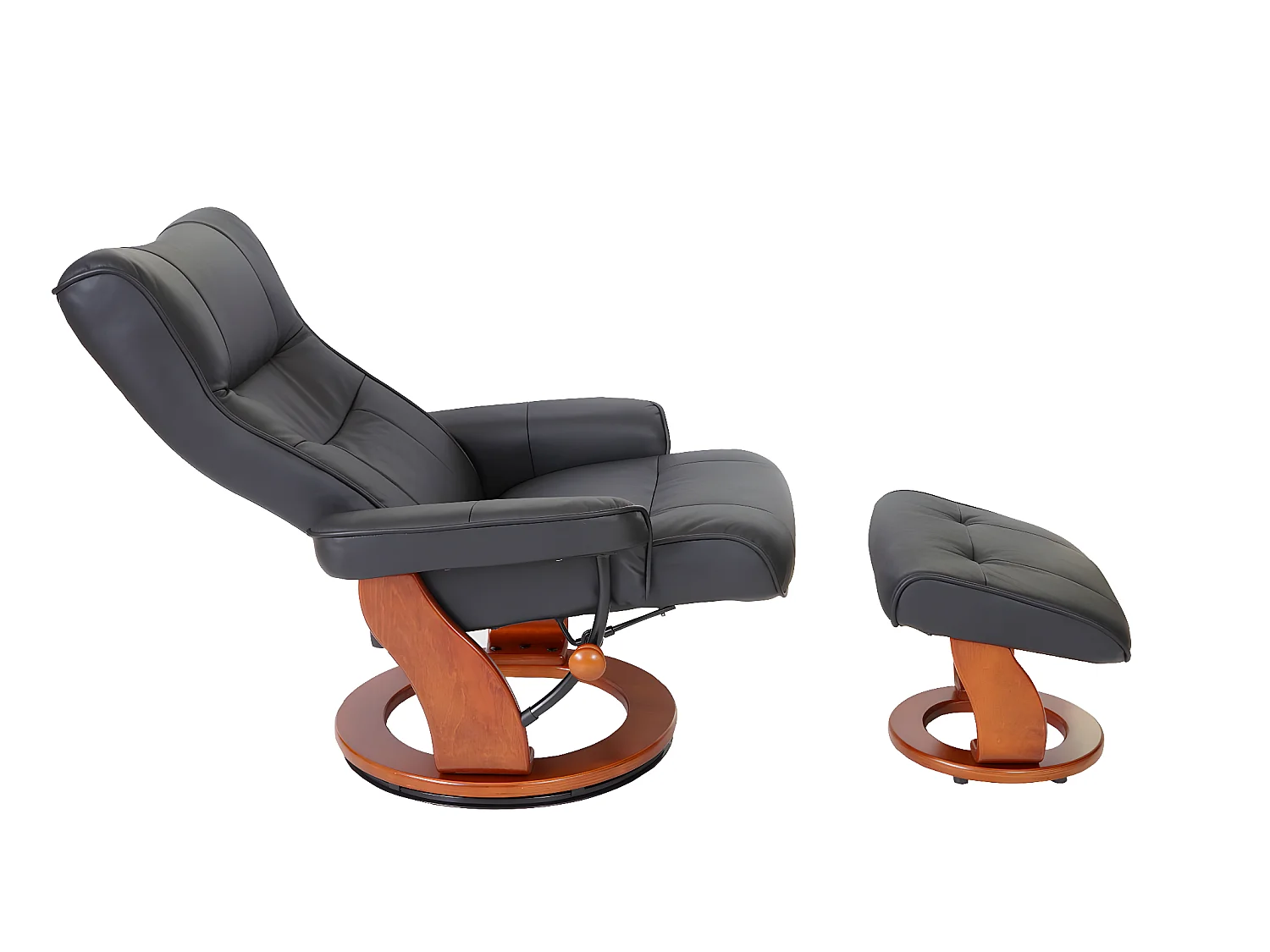 Sillón reclinable Edmonton con taburete,  negro, color miel