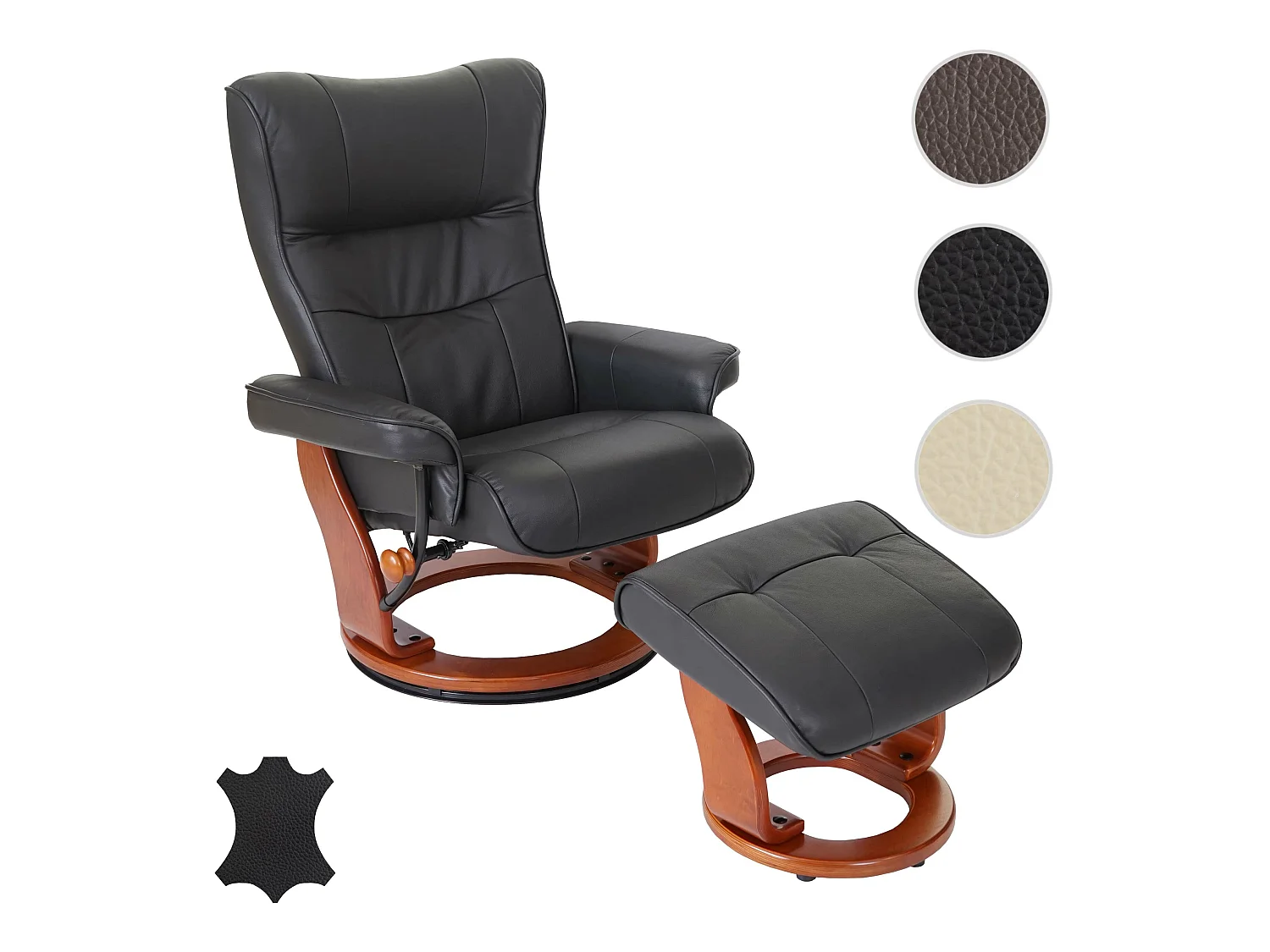 Sillón reclinable Edmonton con taburete,  negro, color miel