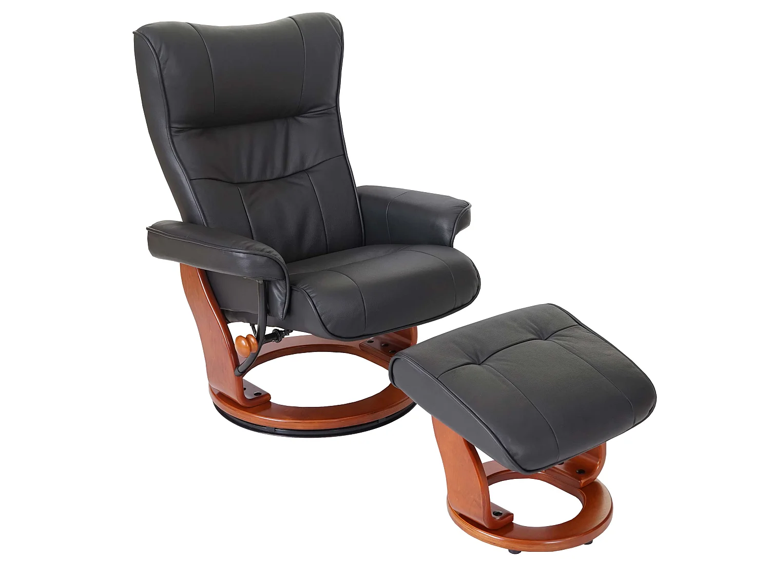 Relaxfauteuil Edmonton met voetenbank,  zwart, honingkleurig