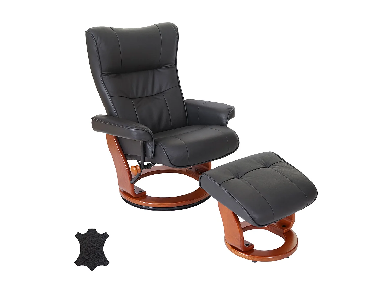 Relaxfauteuil Edmonton met voetenbank,  zwart, honingkleurig