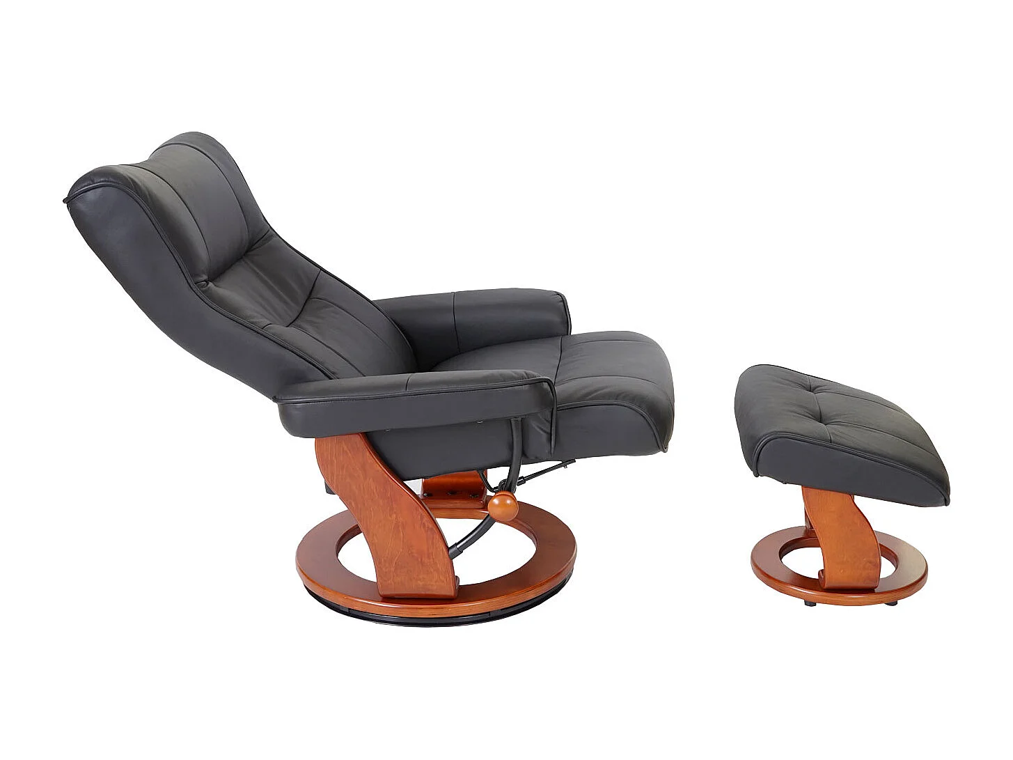 Relaxfauteuil Edmonton met voetenbank,  zwart, honingkleurig