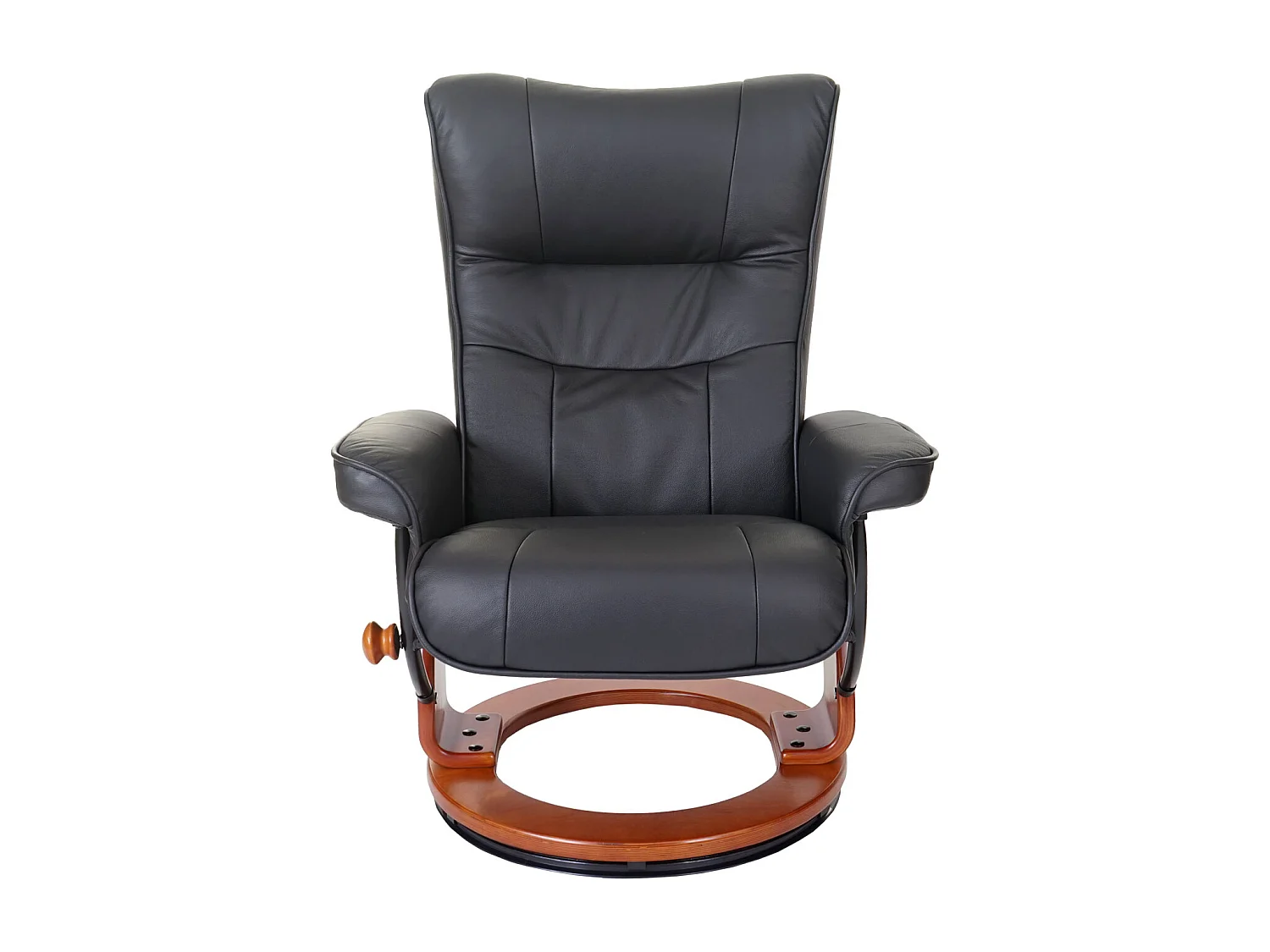 Relaxfauteuil Edmonton met voetenbank,  zwart, honingkleurig