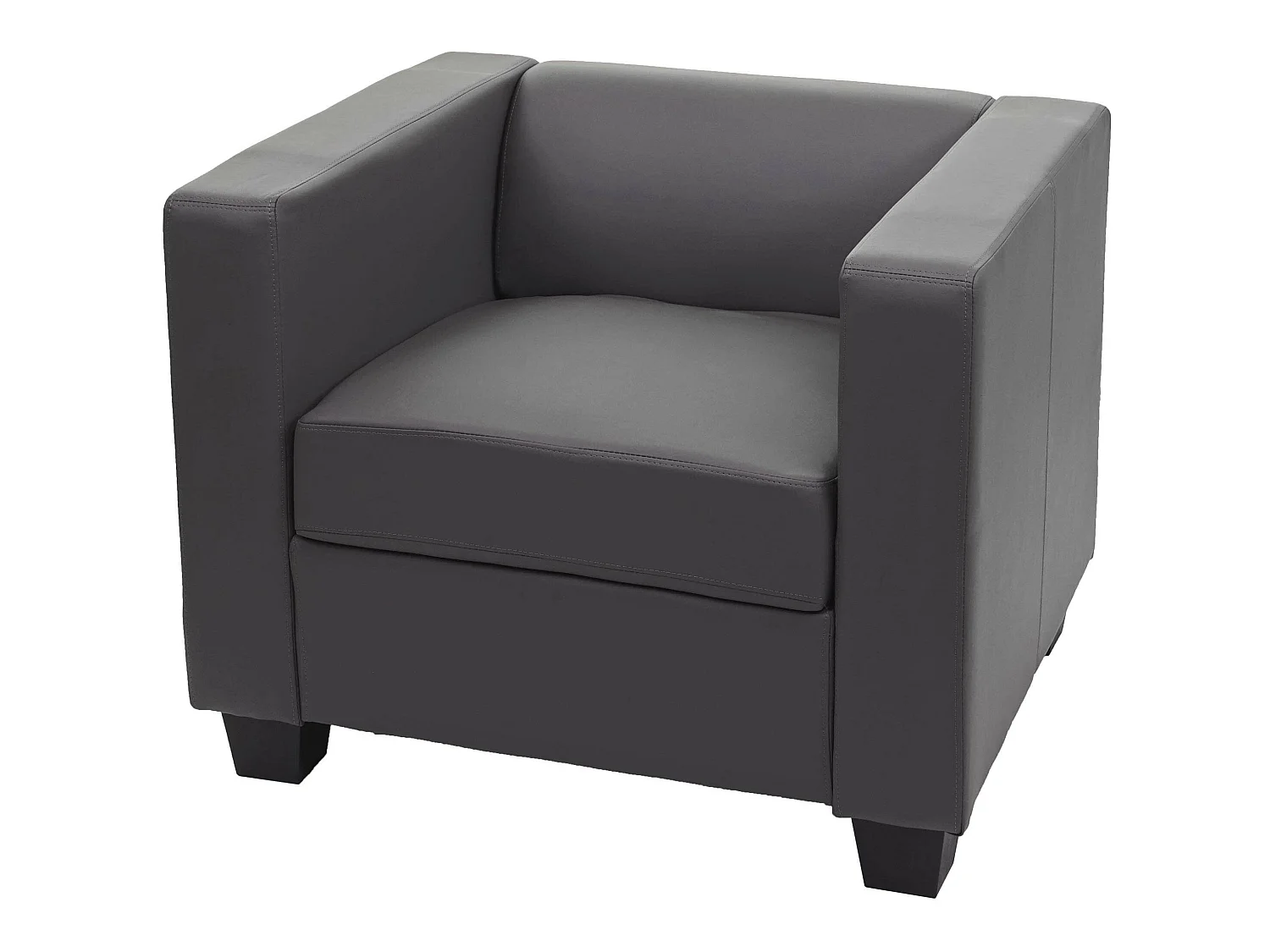 Poltrona sofa lounge moderno elegante serie Lille M65 75x86x70cm ecopelle grigio scuro