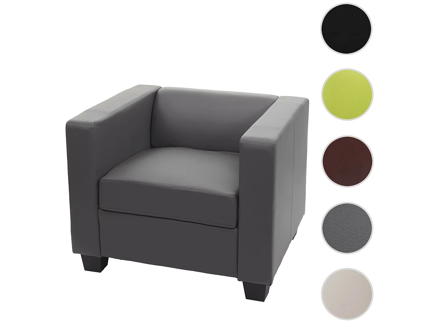 Fauteuil lounge Lille,  similicuir, gris foncé