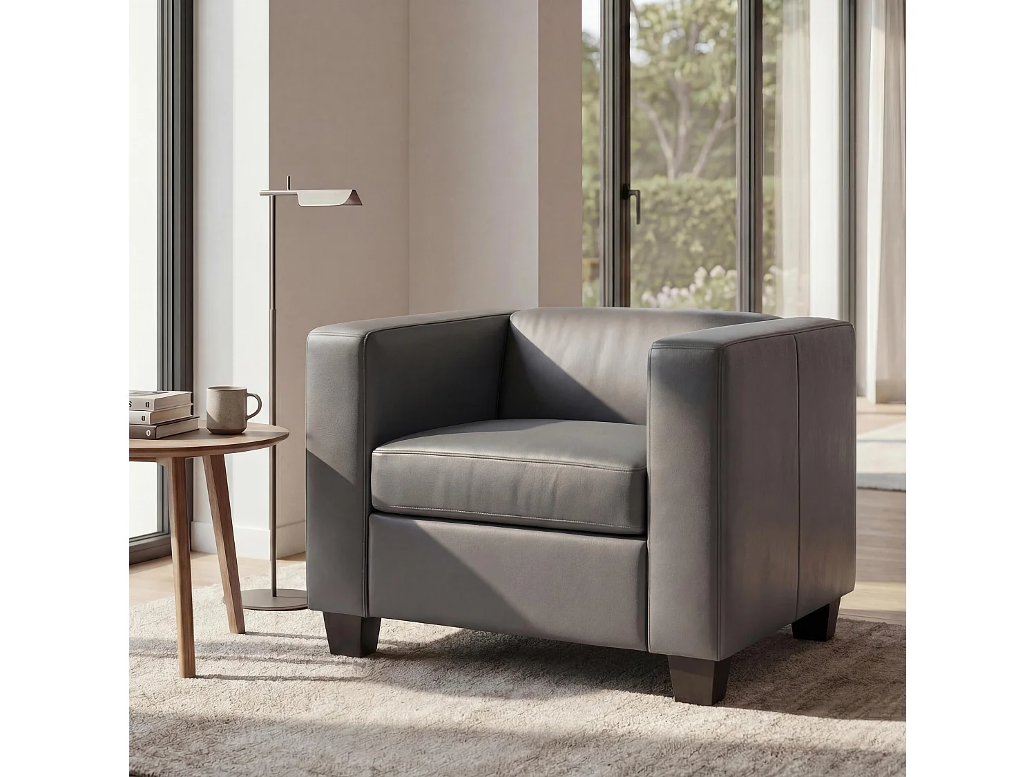 Fauteuil lounge Lille,  similicuir, gris foncé