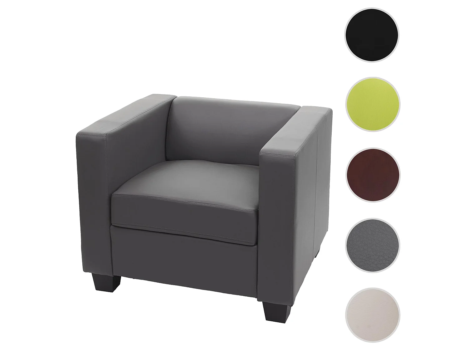 Fauteuil lounge Lille,  similicuir, gris foncé