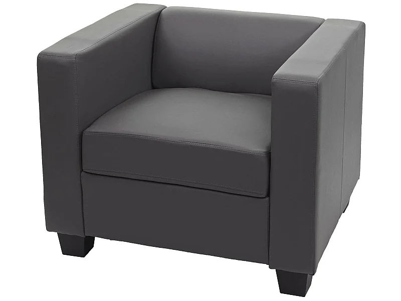 Fauteuil lounge Lille,  similicuir, gris foncé