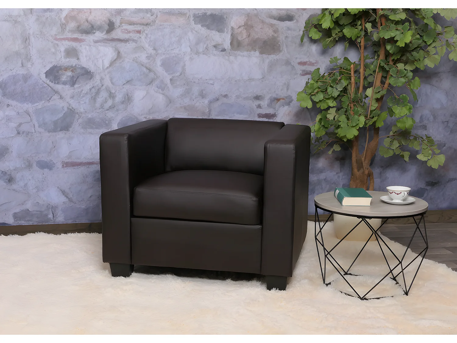 Fauteuil lounge Lille,  simili-cuir café