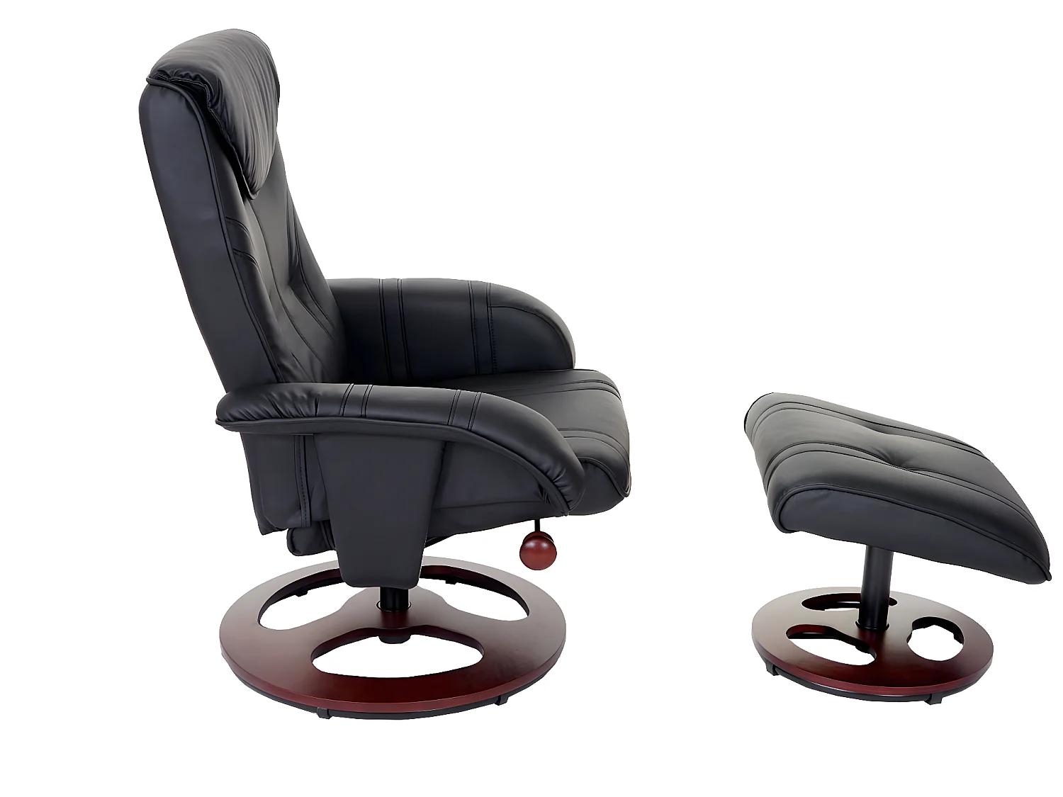 Relaxfauteuil MCW-C46 met voetenbank,  zwart