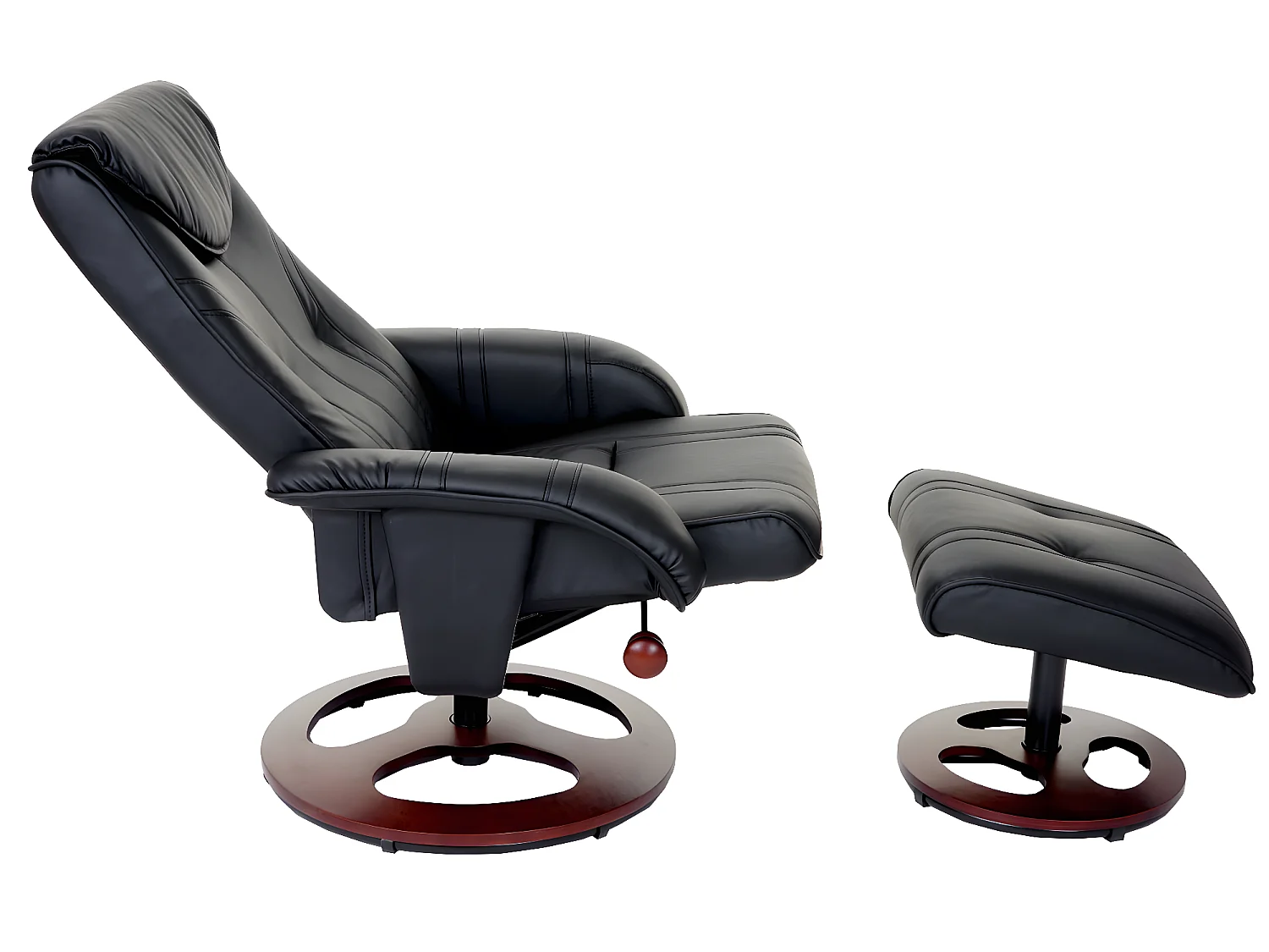 Relaxfauteuil MCW-C46 met voetenbank,  zwart