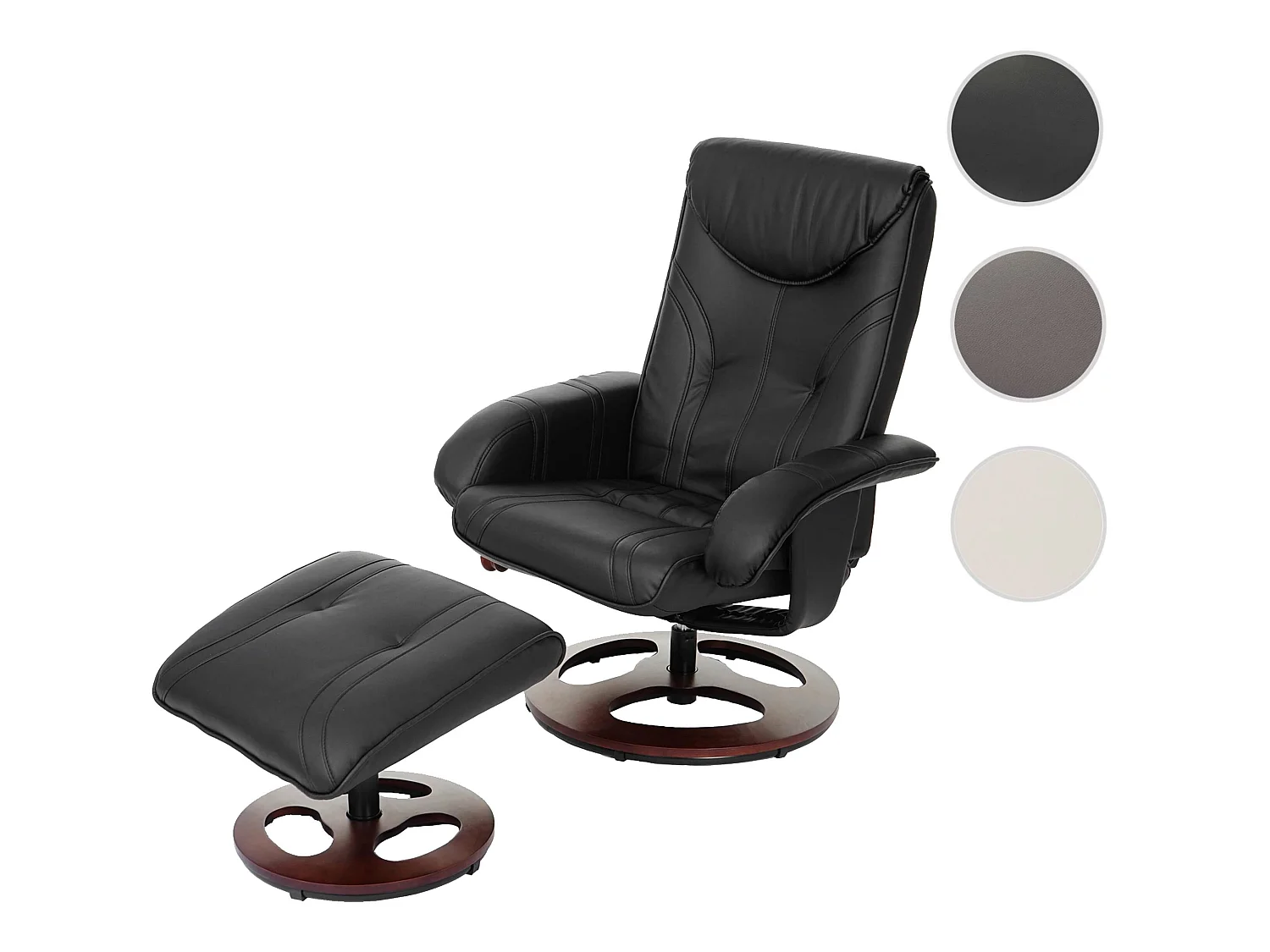 Relaxfauteuil MCW-C46 met voetenbank,  zwart
