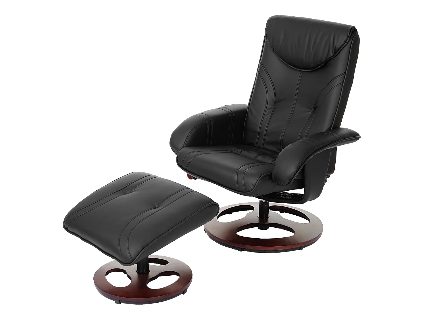 Relaxfauteuil MCW-C46 met voetenbank,  zwart