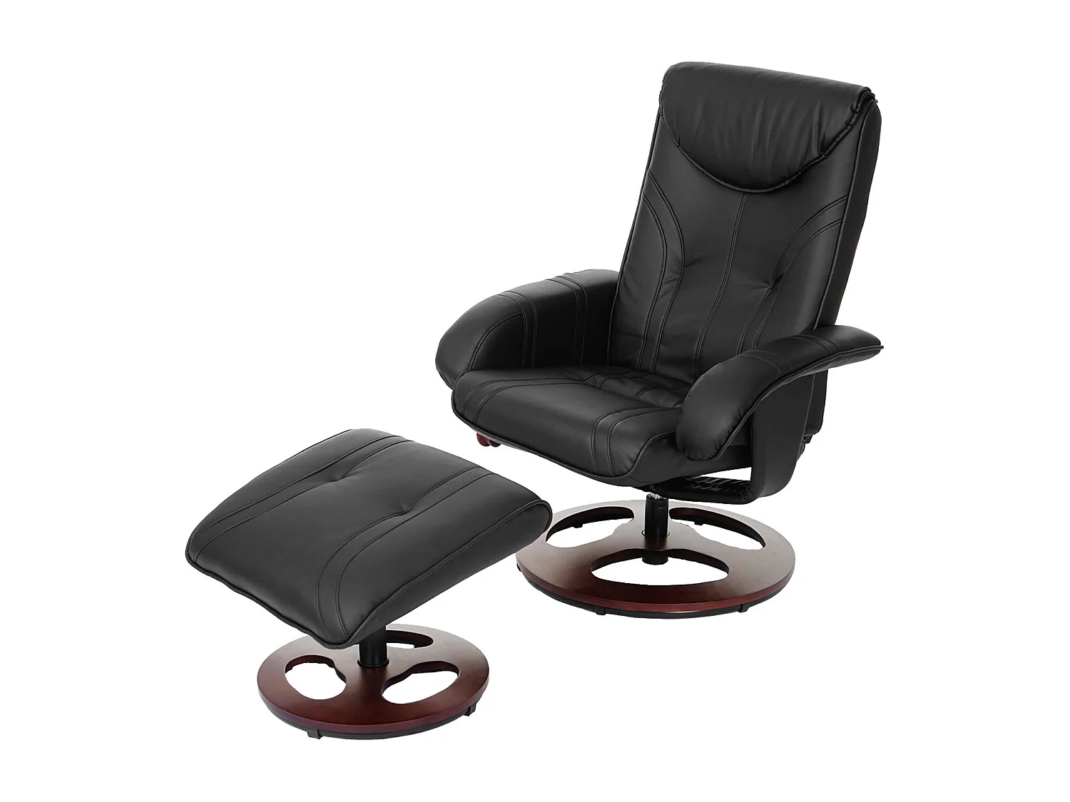 Relaxfauteuil MCW-C46 met voetenbank,  zwart