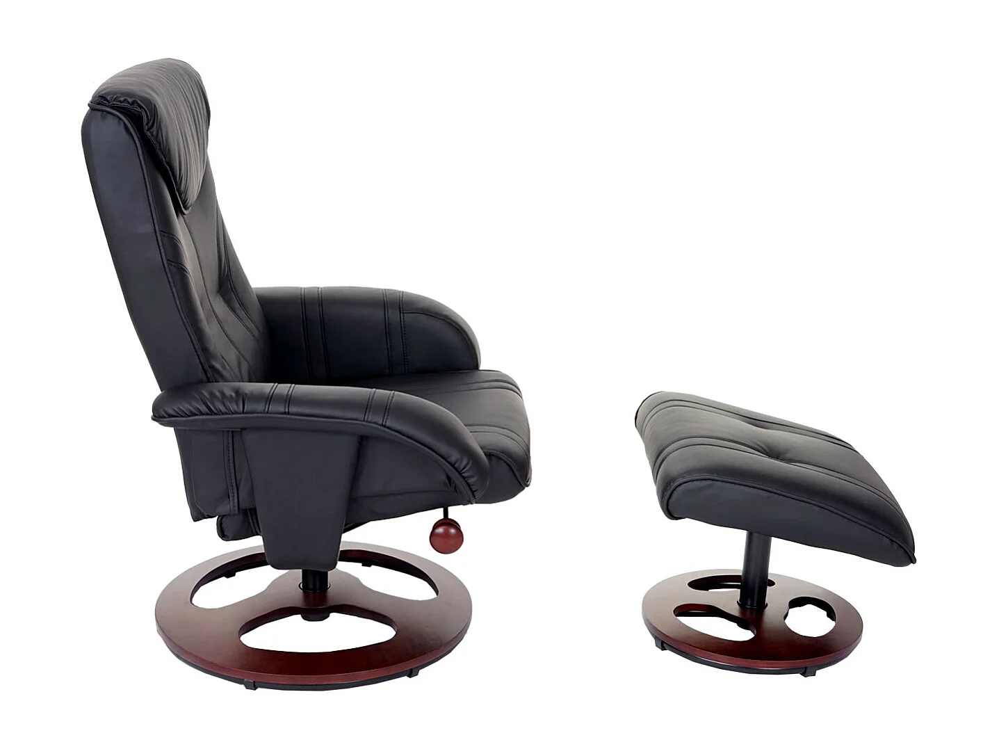 Relaxfauteuil MCW-C46 met voetenbank,  zwart