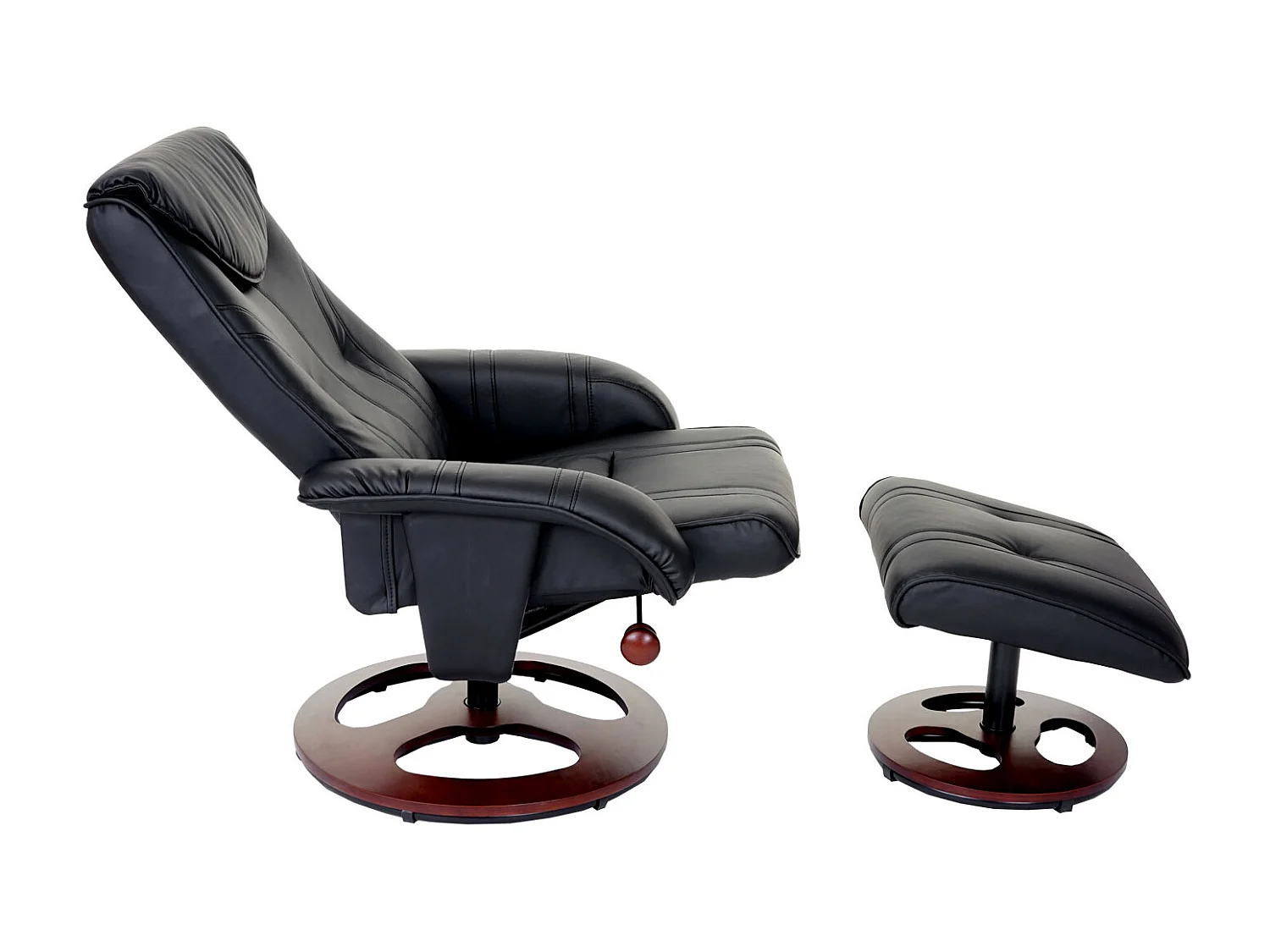 Relaxfauteuil MCW-C46 met voetenbank,  zwart