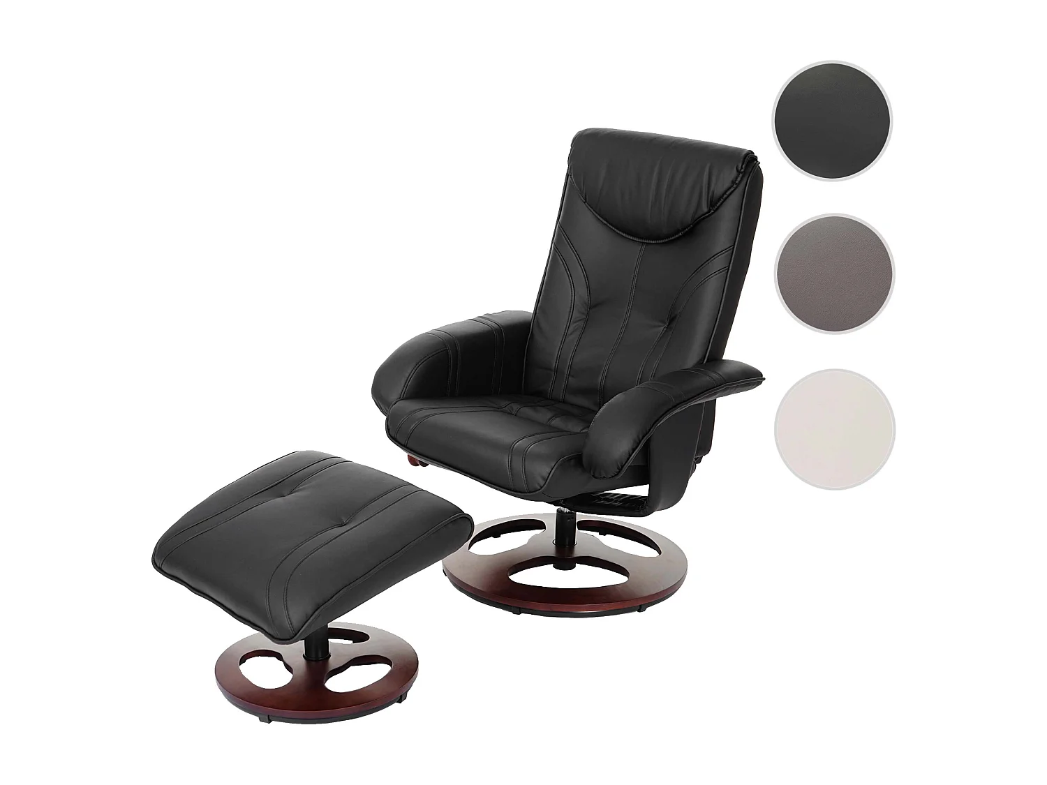 Relaxfauteuil MCW-C46 met voetenbank,  zwart