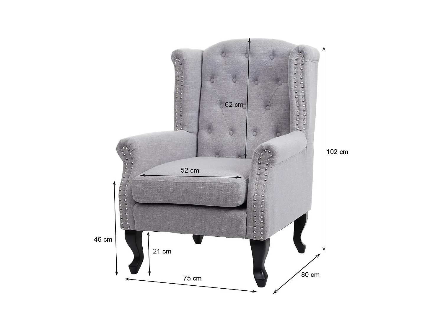 Fauteuil de relaxation Oxford,  gris sans ottomane