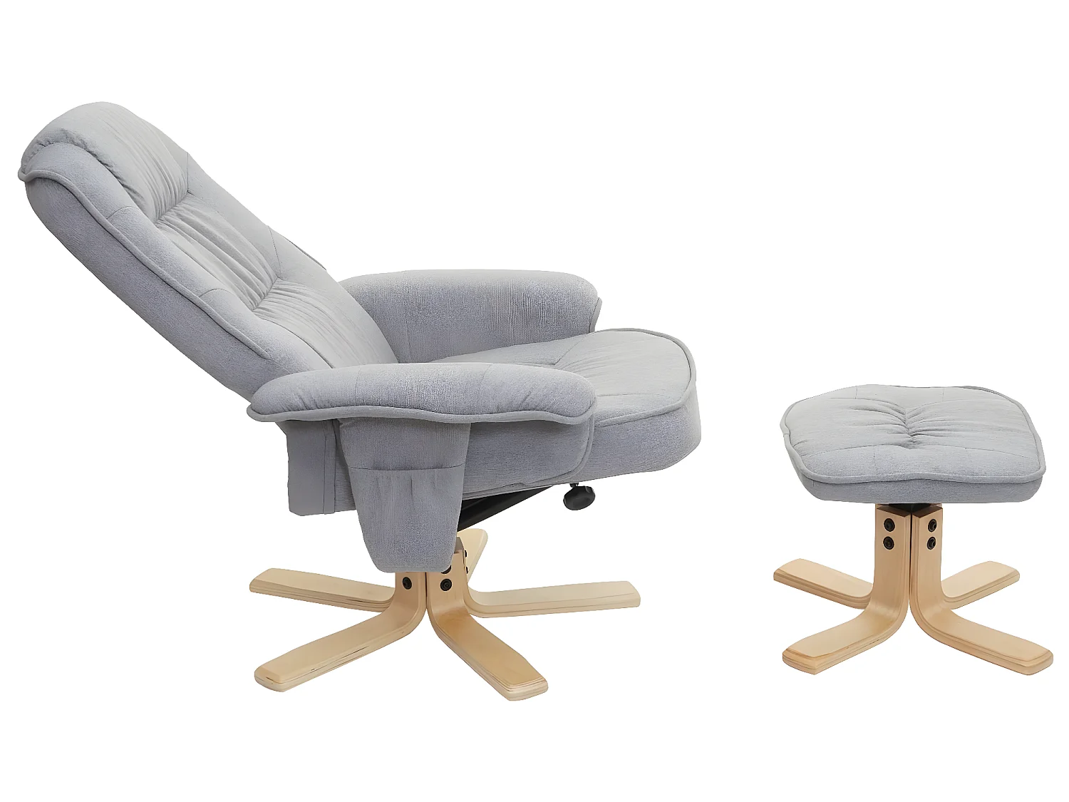Fauteuil relax H56 avec pouf,  gris clair