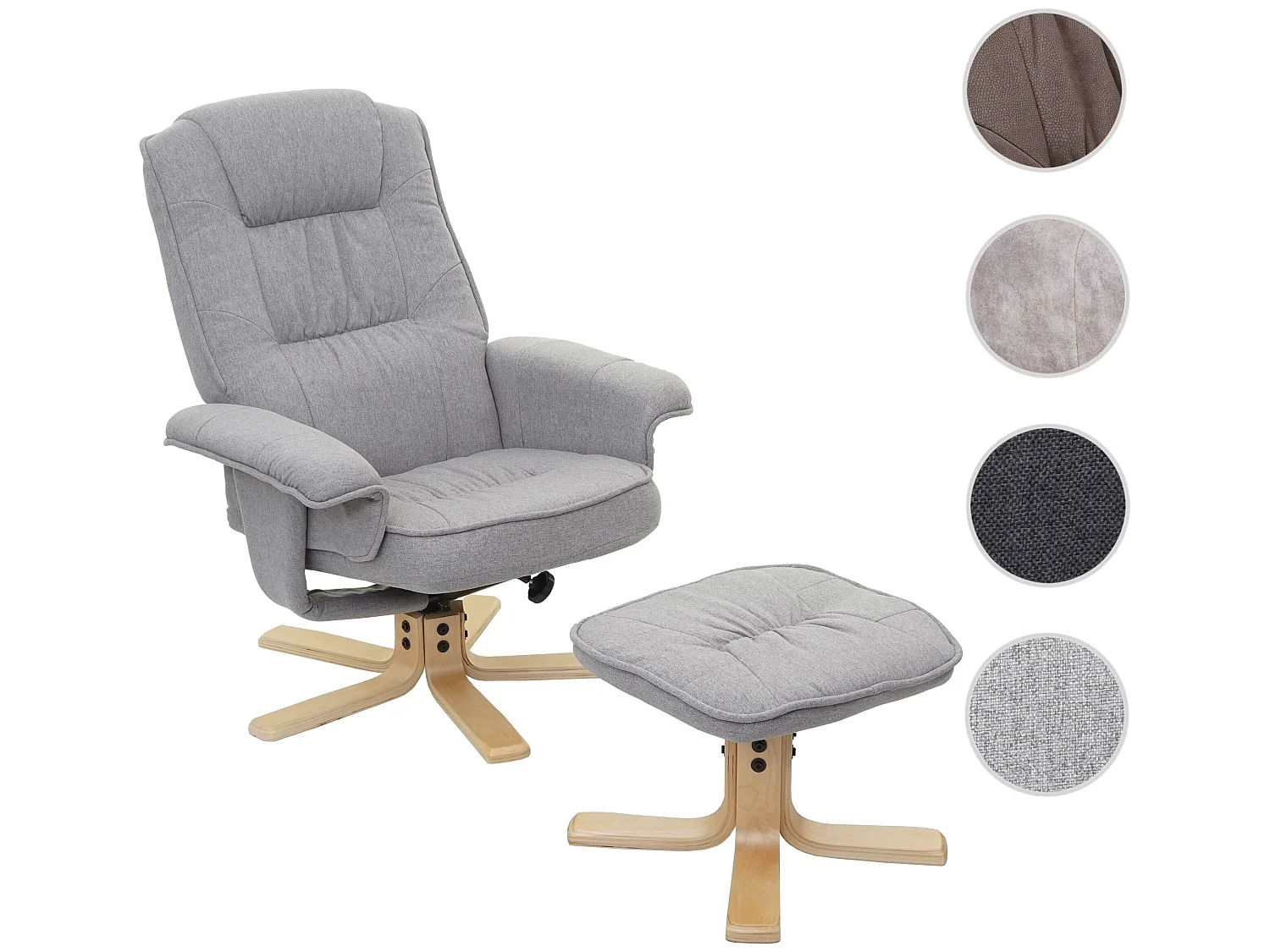 Fauteuil relax H56 avec pouf,  gris clair