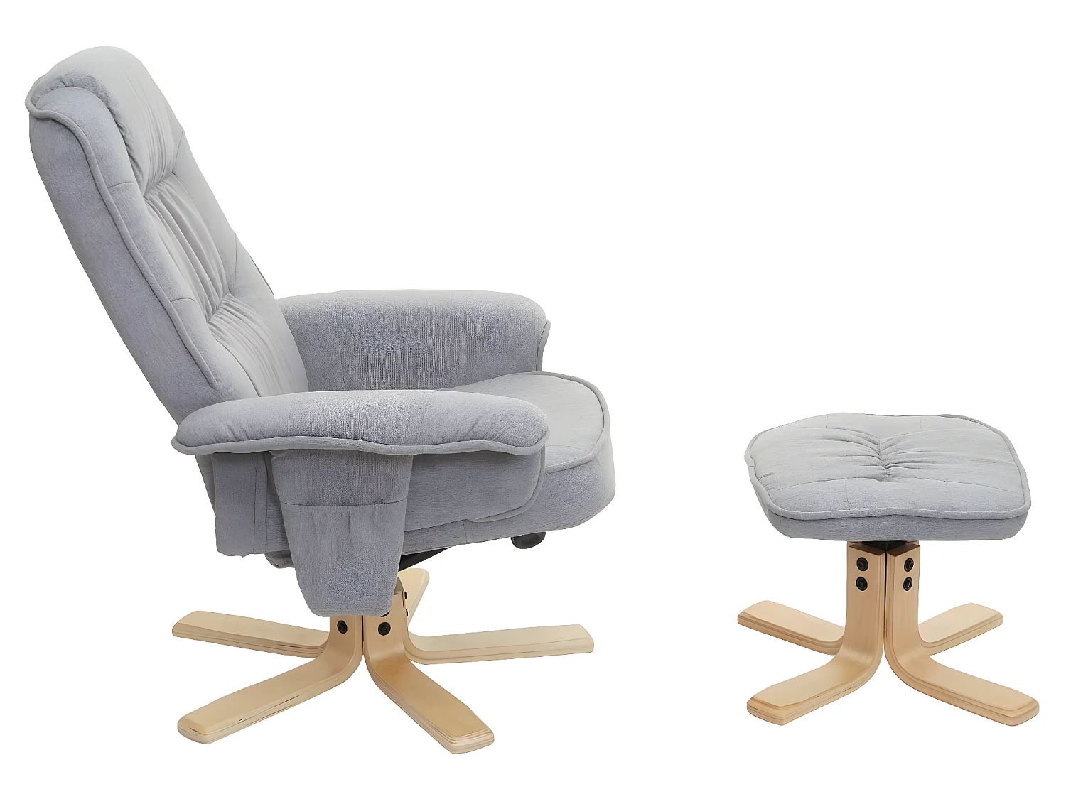 Fotel Relax H56 z taboretem,  jasnoszary