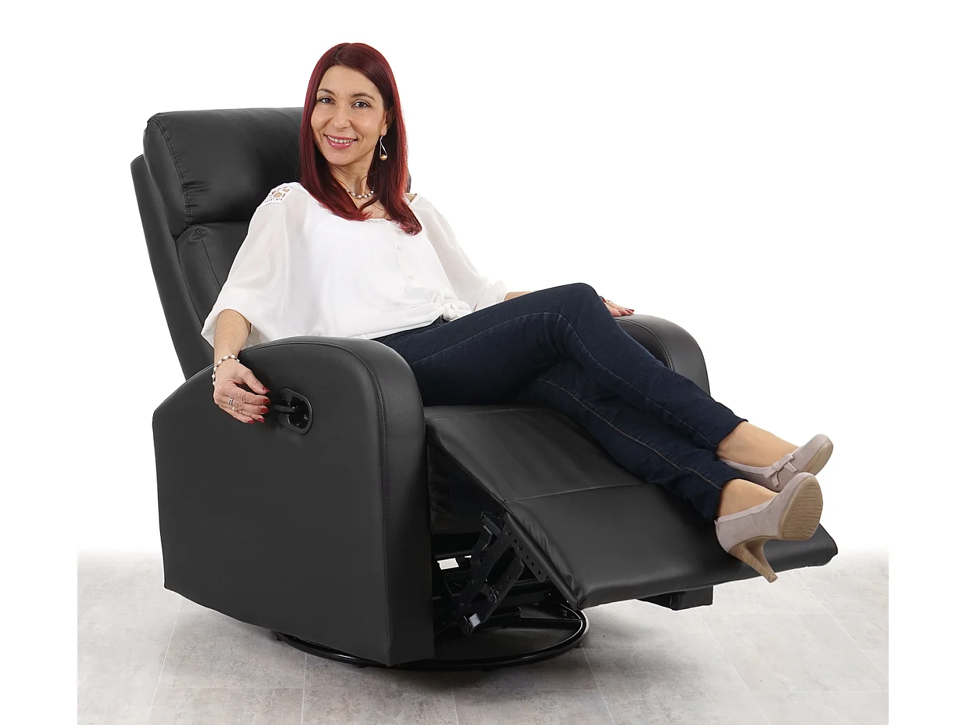 Televisiefotel MCW-A54 Premium,  kunstleer zwart