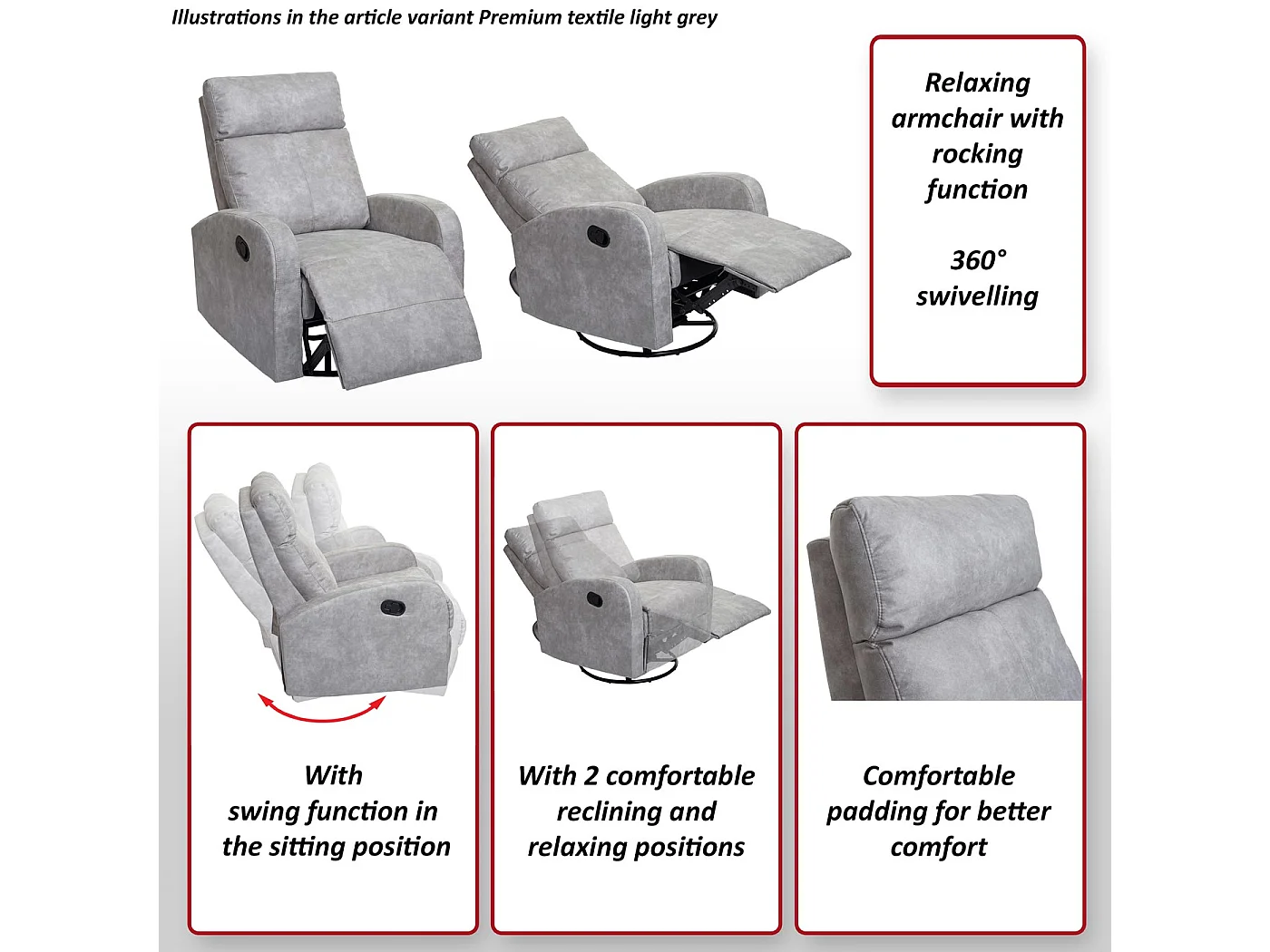 Fauteuil de télévision MCW-A54 Premium,  noir