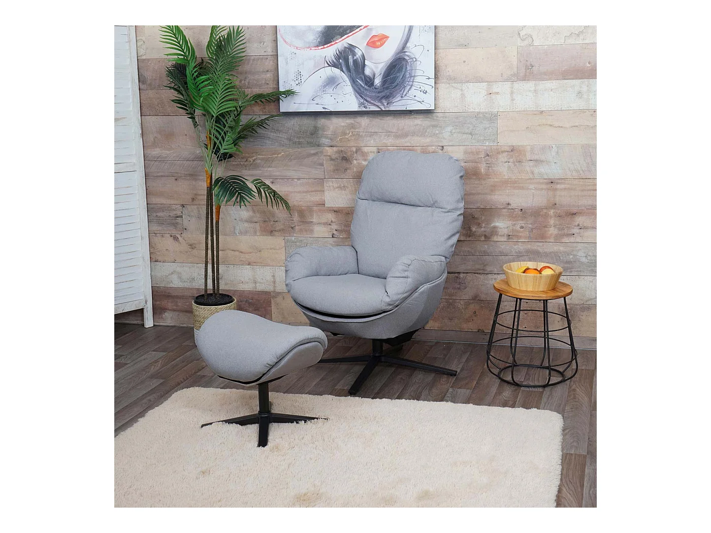 Leżanka + taboret obrotowy MCW-L12,  jasnoszary